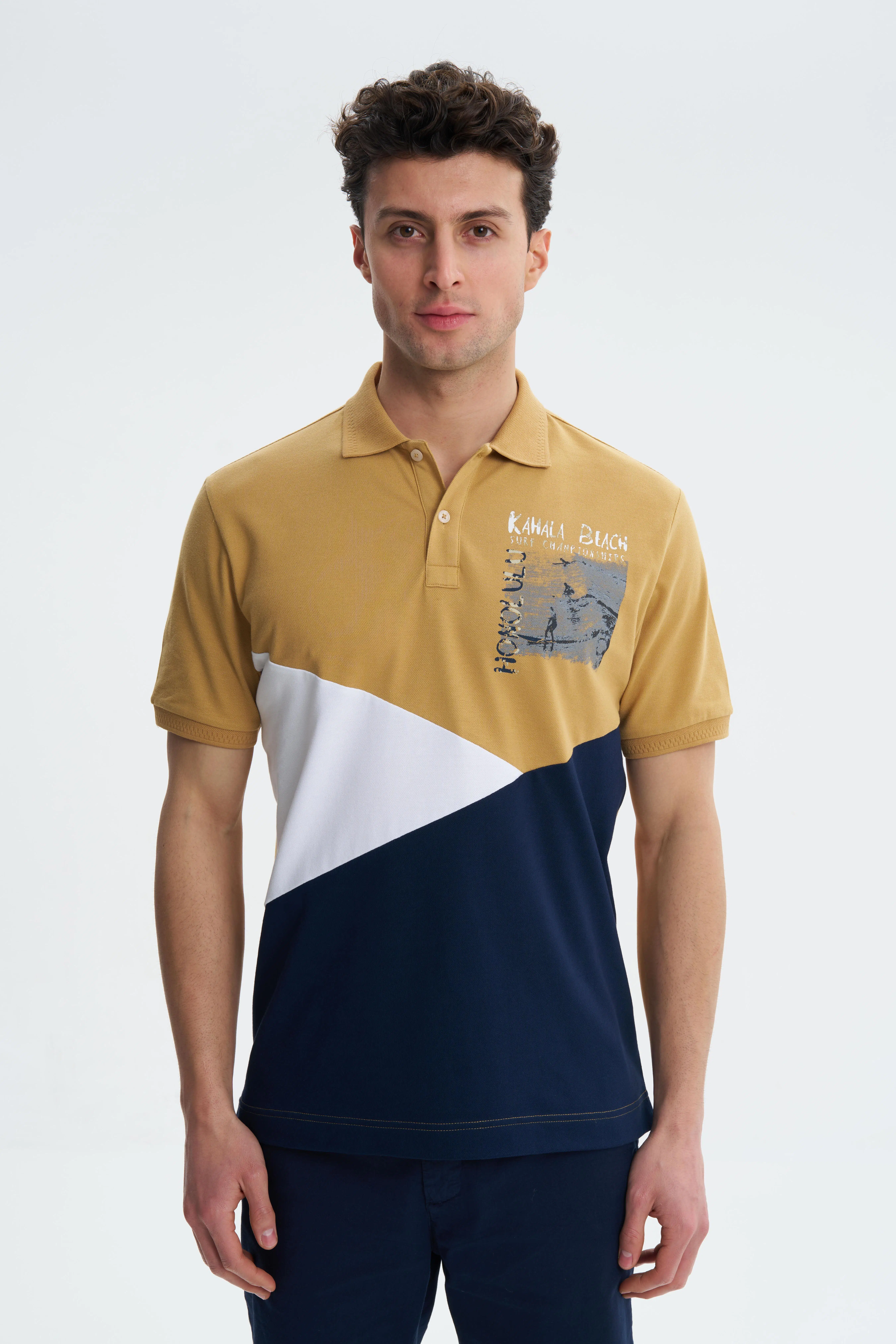 Ar-ma Erkek Polo Yaka Tişört Yazi Baskili Örme Kumaş Regular Fit %95 Pamuk %5 Likra 30/1 Tek Toplama Licrali Pike Y27374307901 - Hardal Sarısı-H1