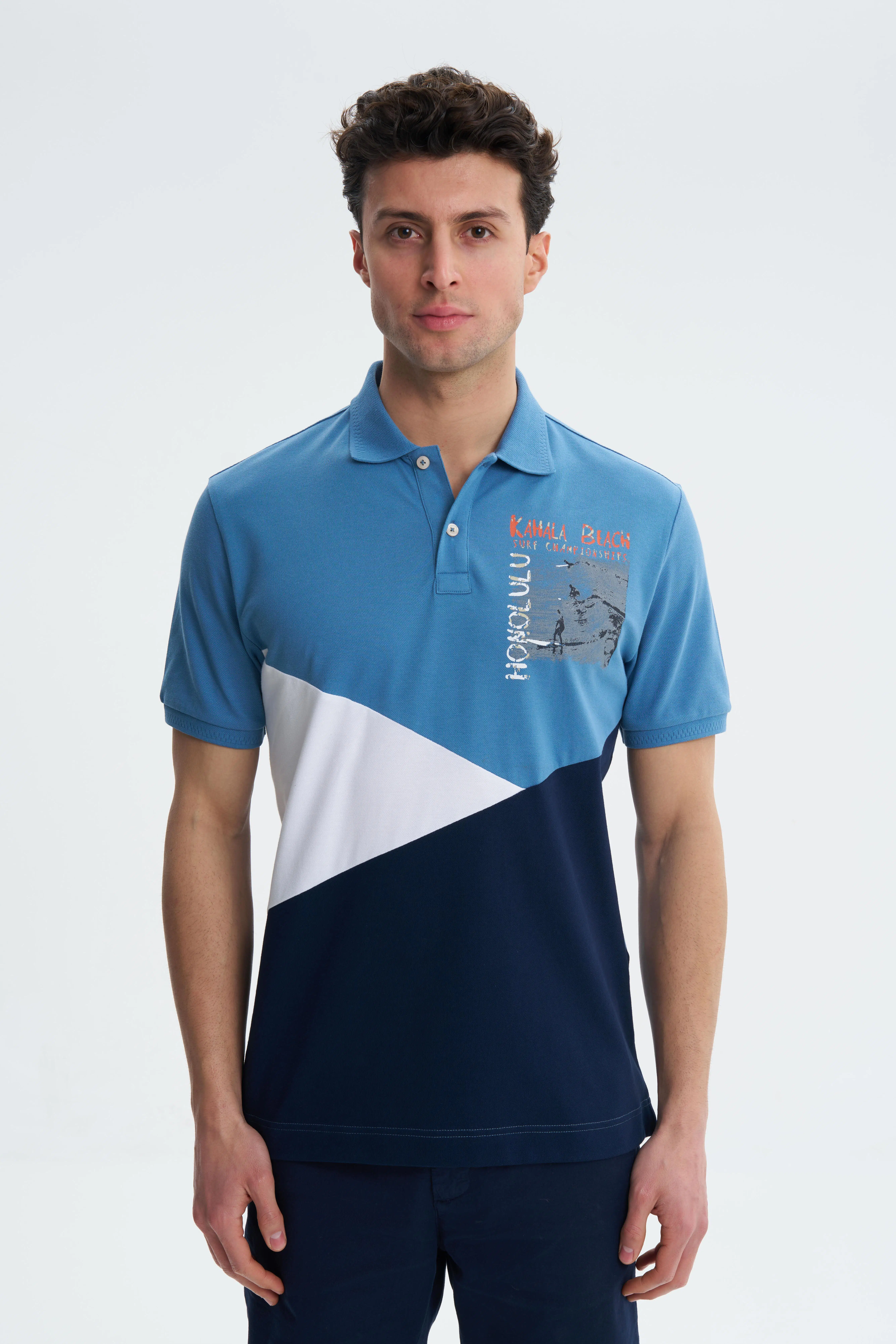 Ar-ma Erkek Polo Yaka Tişört Yazi Baskili Örme Kumaş Regular Fit %95 Pamuk %5 Likra 30/1 Tek Toplama Licrali Pike Y27374307901 - Mavi-M12