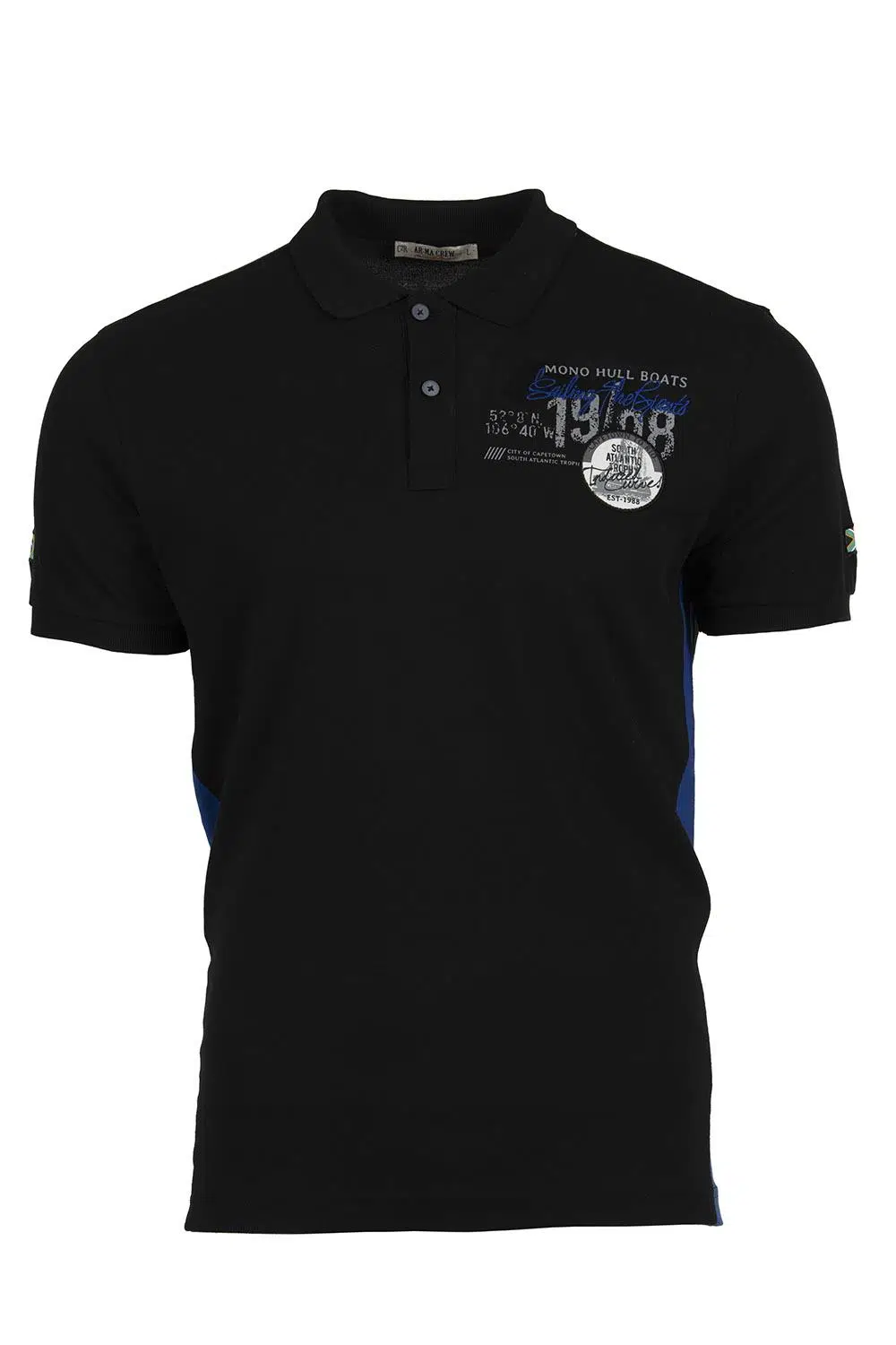 Ar-ma Erkek Polo Yaka Tişört Yazi Baskili Regular Fit Tek Toplama Licrali Pike Y9TYO7985 - Siyah-S1