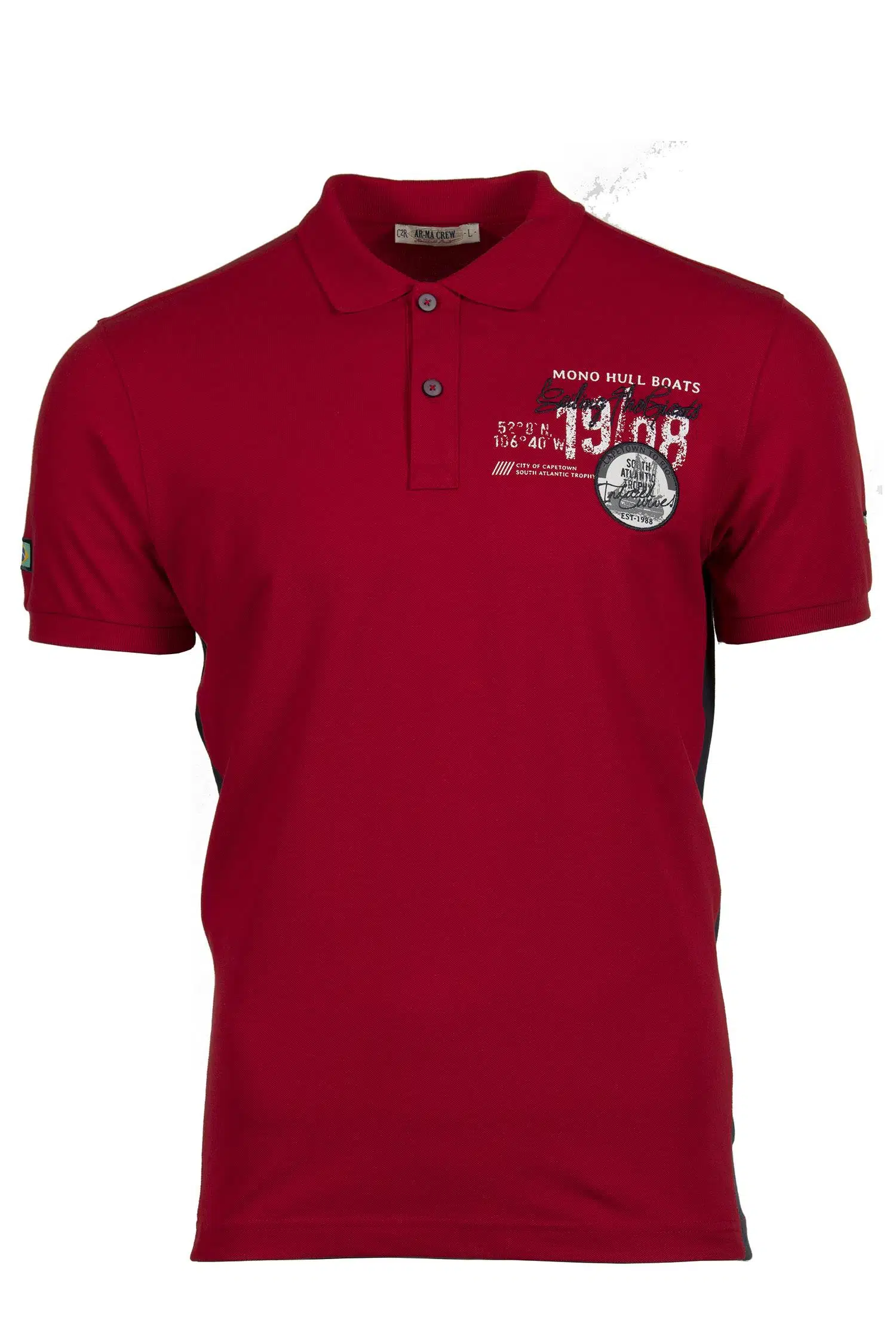 Ar-ma Erkek Polo Yaka Tişört Yazi Baskili Regular Fit Tek Toplama Licrali Pike Y9TYO7985 - Kırmızı-K1