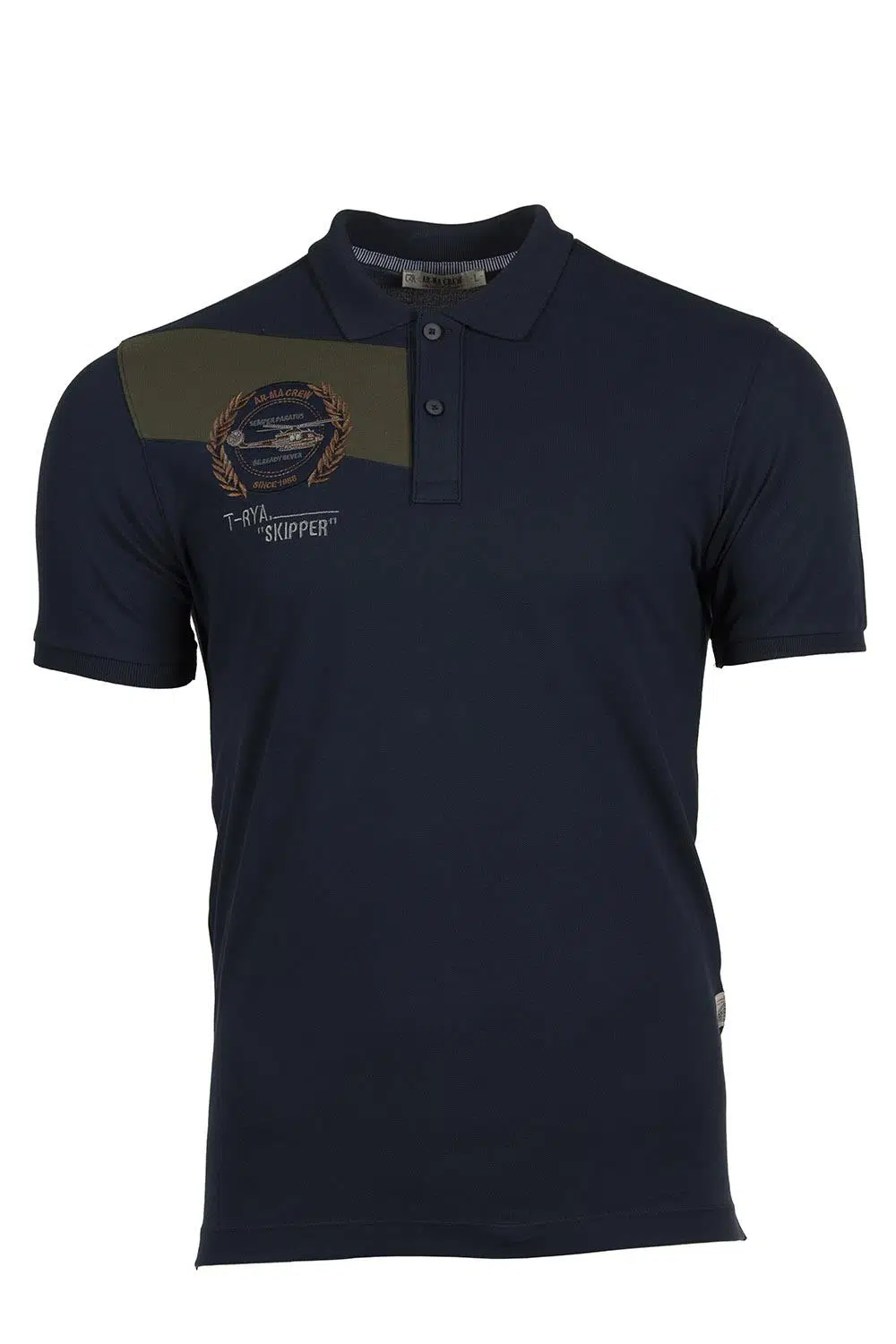 Ar-ma Erkek Polo Yaka Tişört Yazi Baskili Regular Fit Tek Toplama Licrali Pike Y9TYO7997 - Lacivert-L1
