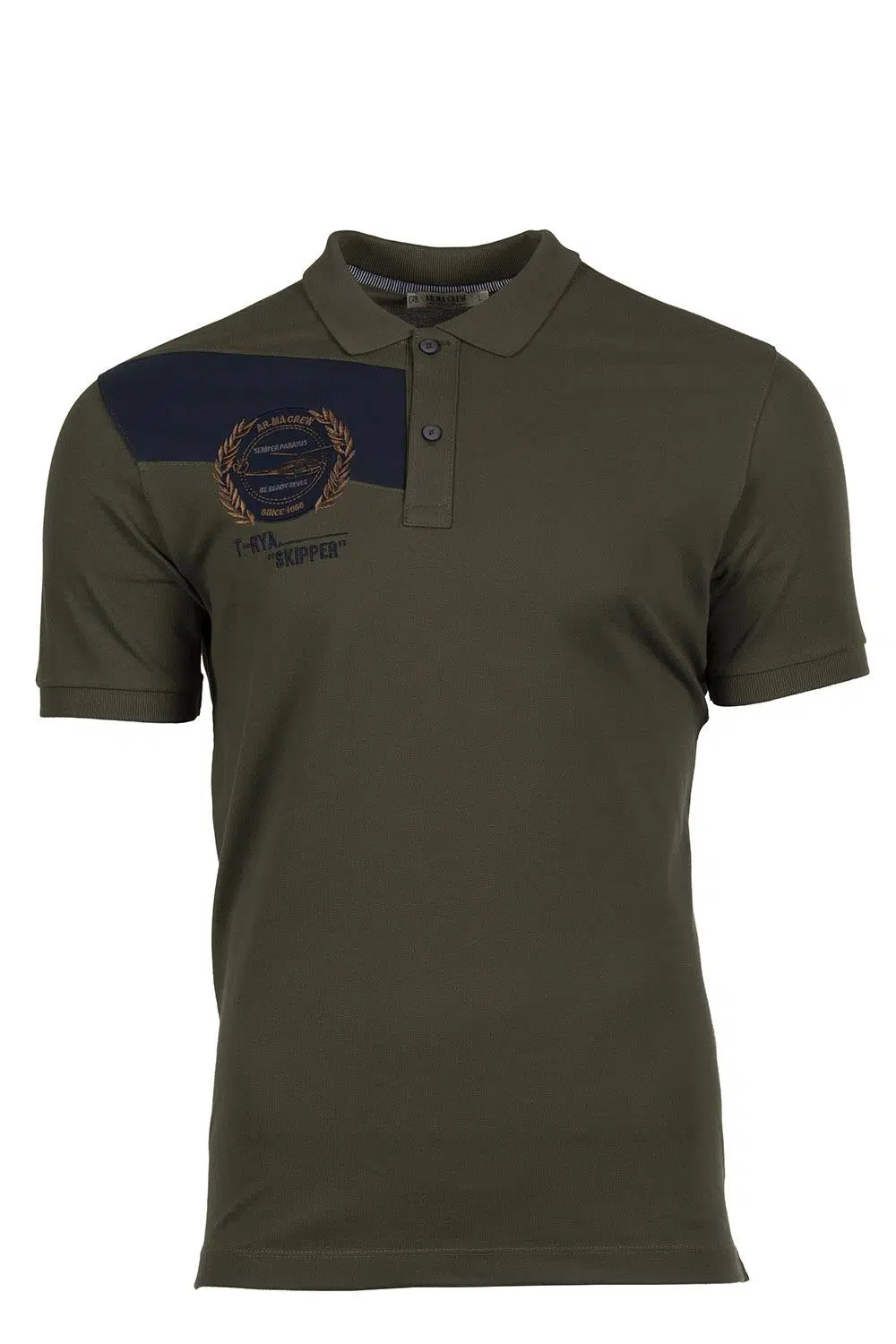 Ar-ma Erkek Polo Yaka Tişört Yazi Baskili Regular Fit Tek Toplama Licrali Pike Y9TYO7997 - Haki-H1