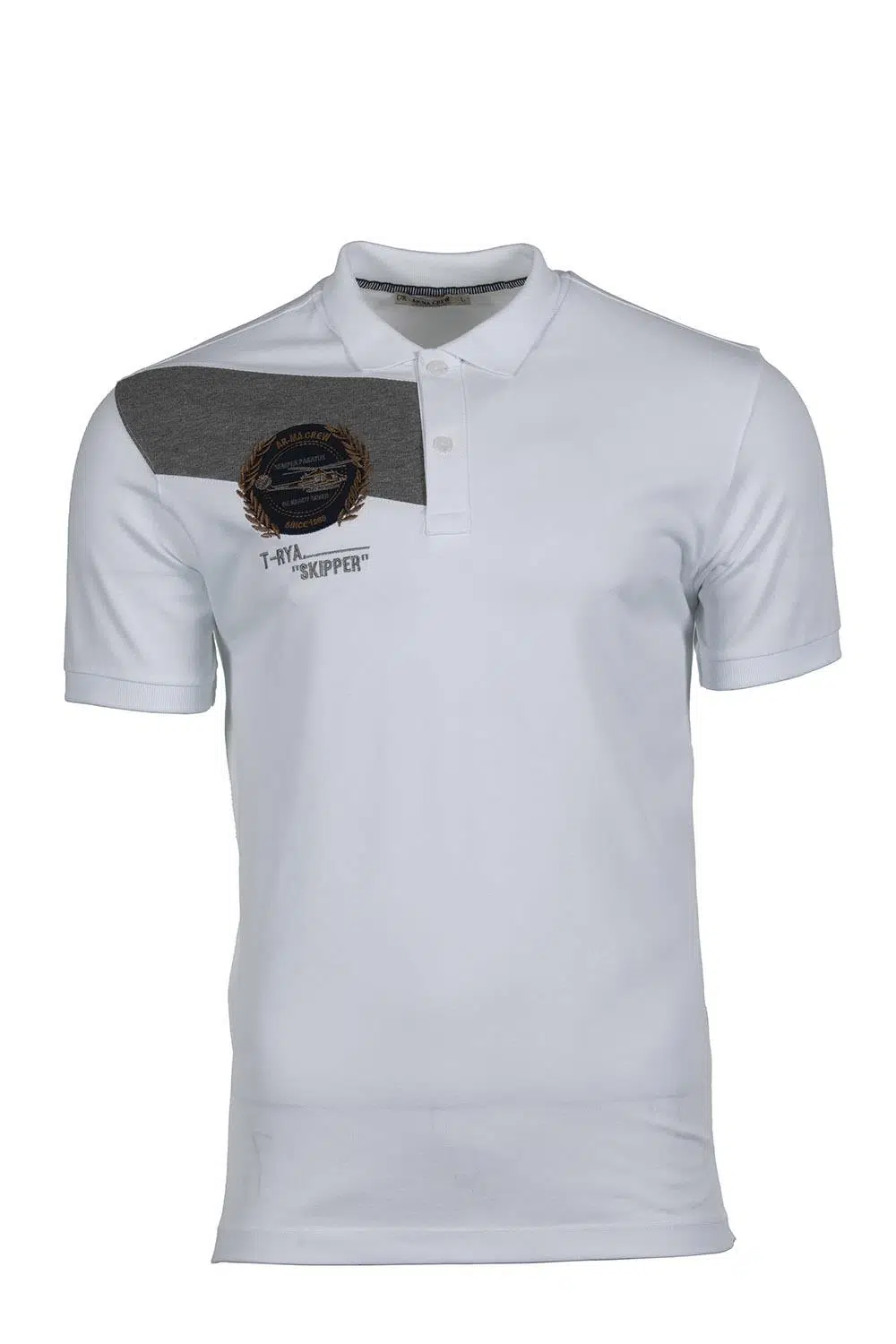 Ar-ma Erkek Polo Yaka Tişört Yazi Baskili Regular Fit Tek Toplama Licrali Pike Y9TYO7997 - Beyaz-B1