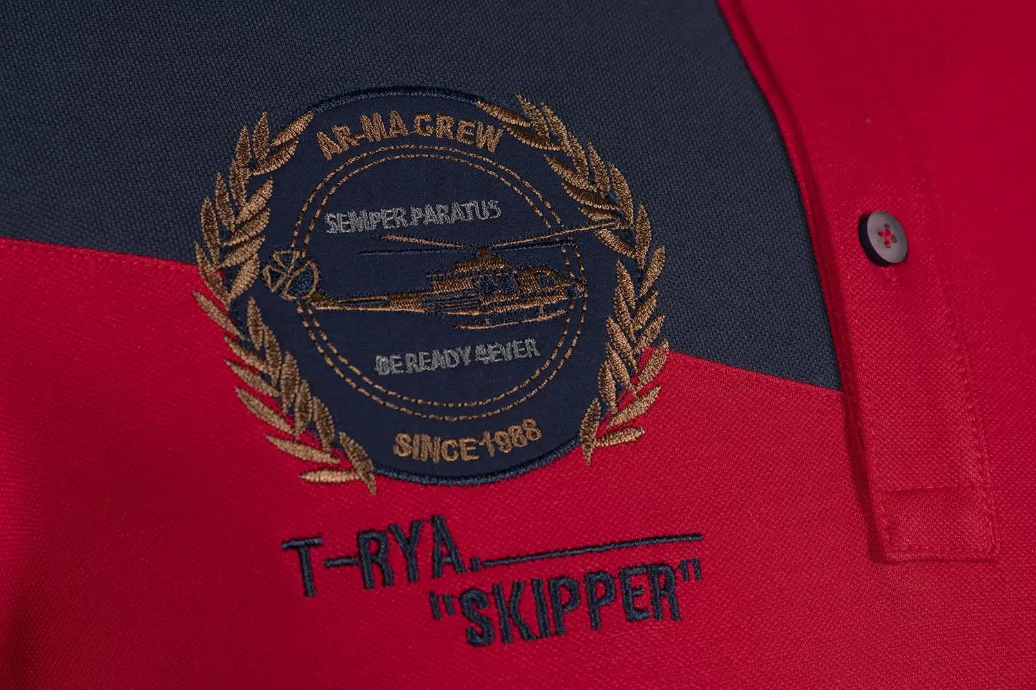 Ar-ma Erkek Polo Yaka Tişört Yazi Baskili Regular Fit Tek Toplama Licrali Pike Y9TYO7997 - Kırmızı-K1