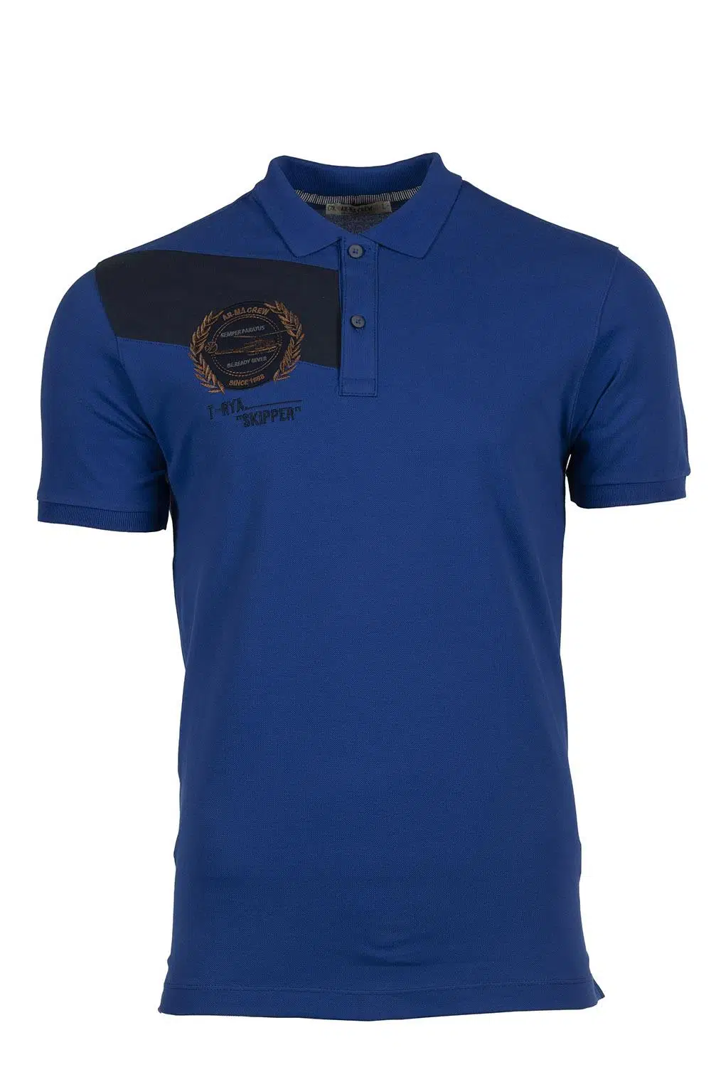 Ar-ma Erkek Polo Yaka Tişört Yazi Baskili Regular Fit Tek Toplama Licrali Pike Y9TYO7997 - Saks Mavisi-SM1