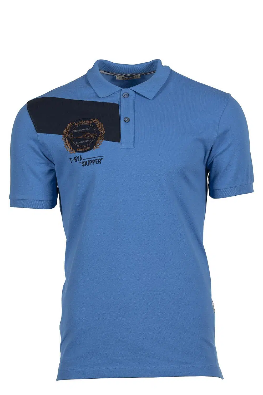 Ar-ma Erkek Polo Yaka Tişört Yazi Baskili Regular Fit Tek Toplama Licrali Pike Y9TYO7997 - Mavi-M4