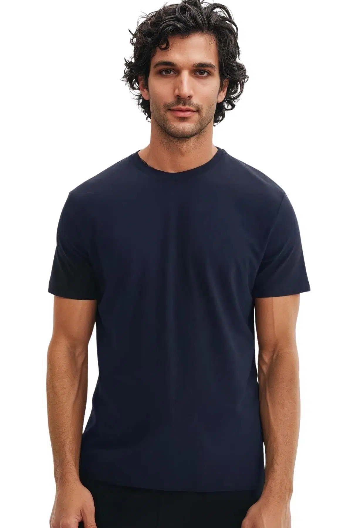 Ar-ma Erkek Bisiklet Yaka Tişört Regular Fit %100 Pamuk Süprem Basic Baskısız Y31344408002 - Lacivert-L1