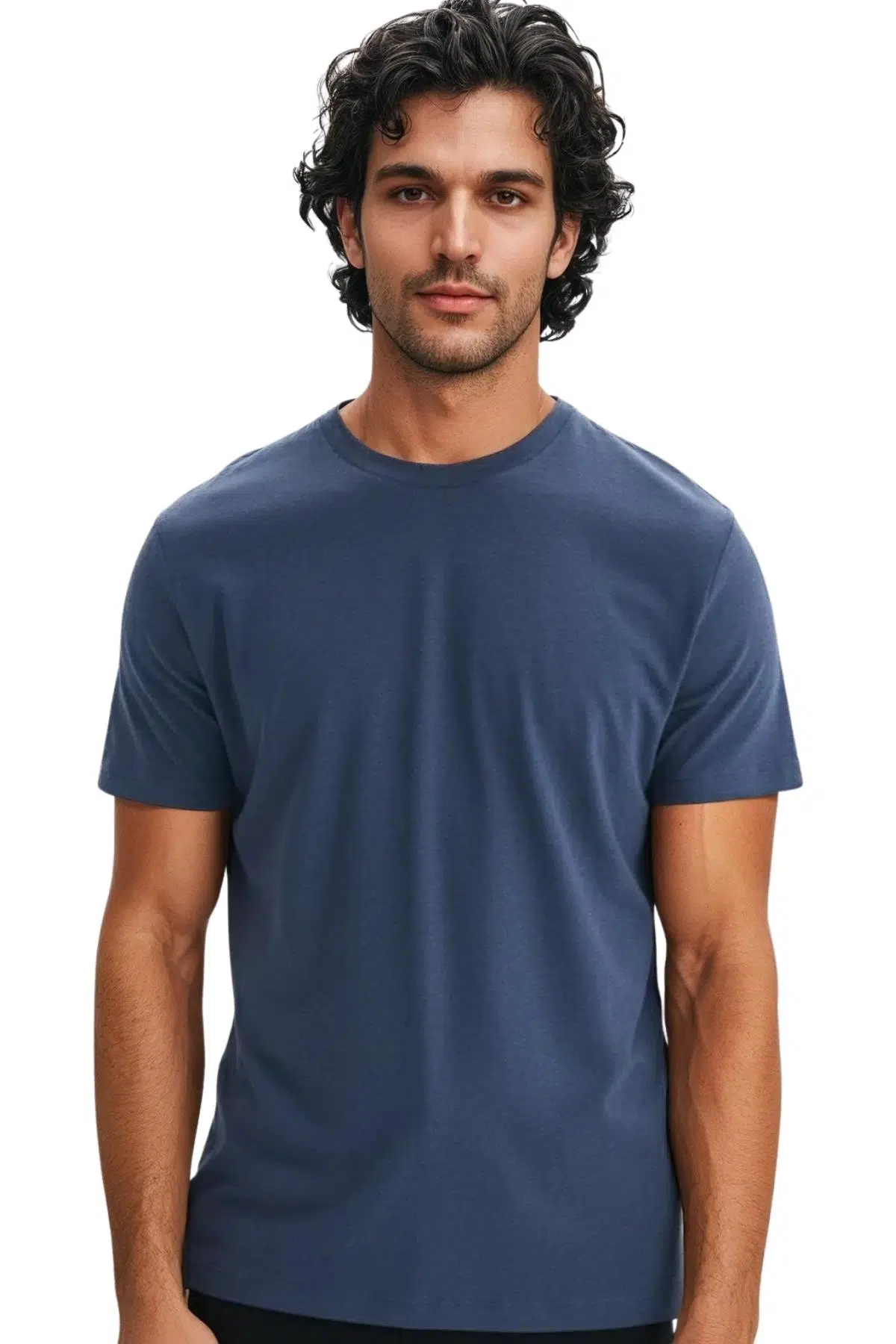 Ar-ma Erkek Bisiklet Yaka Tişört Baskisiz Basic Örme Kumaş Regular Fit %100 Pamuk 30/1 Penye Süprem Y31344408002 - İndigo-İ1