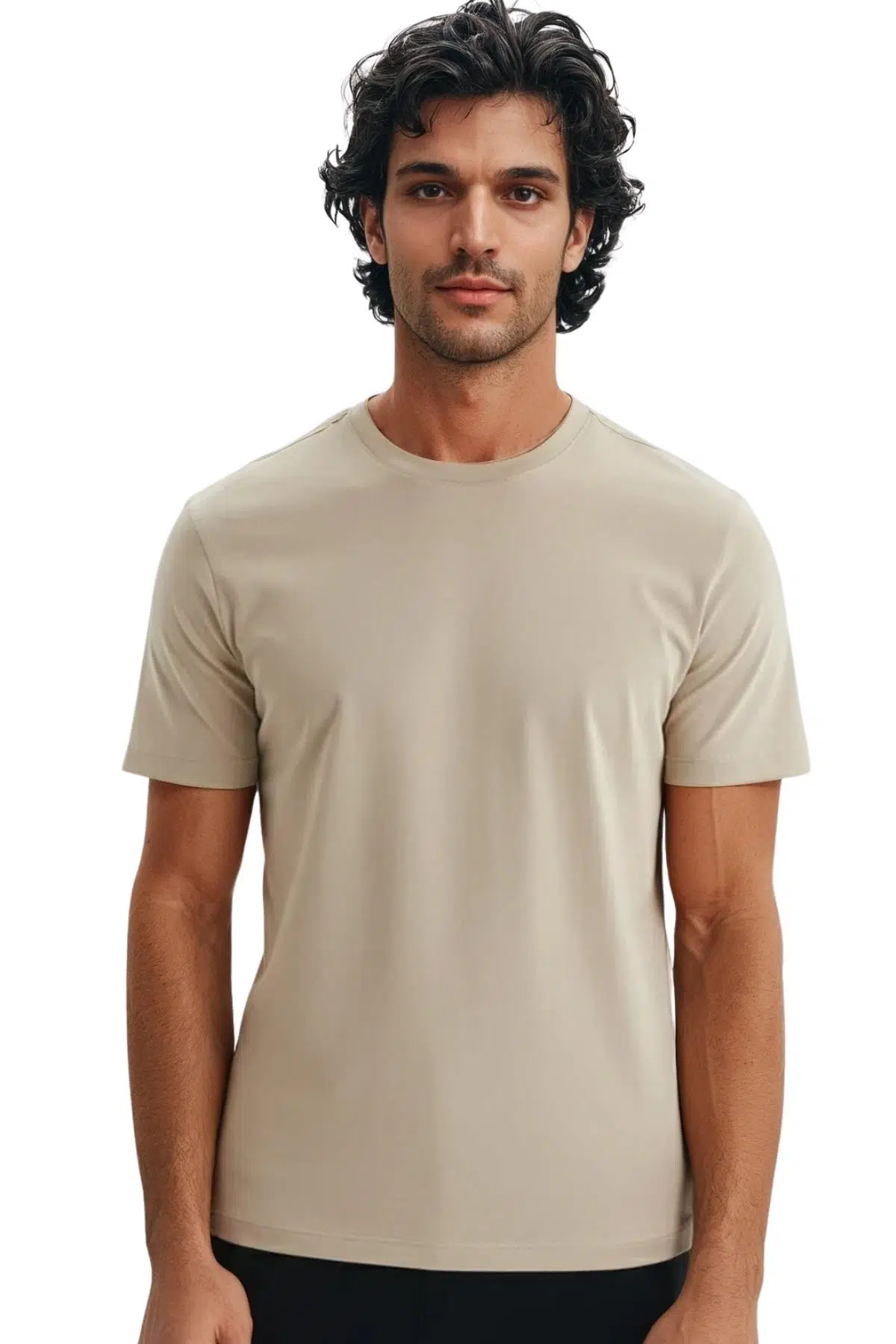Ar-ma Erkek Bisiklet Yaka Tişört Regular Fit %100 Pamuk Süprem Basic Baskısız Y31344408002 - Bej-B1