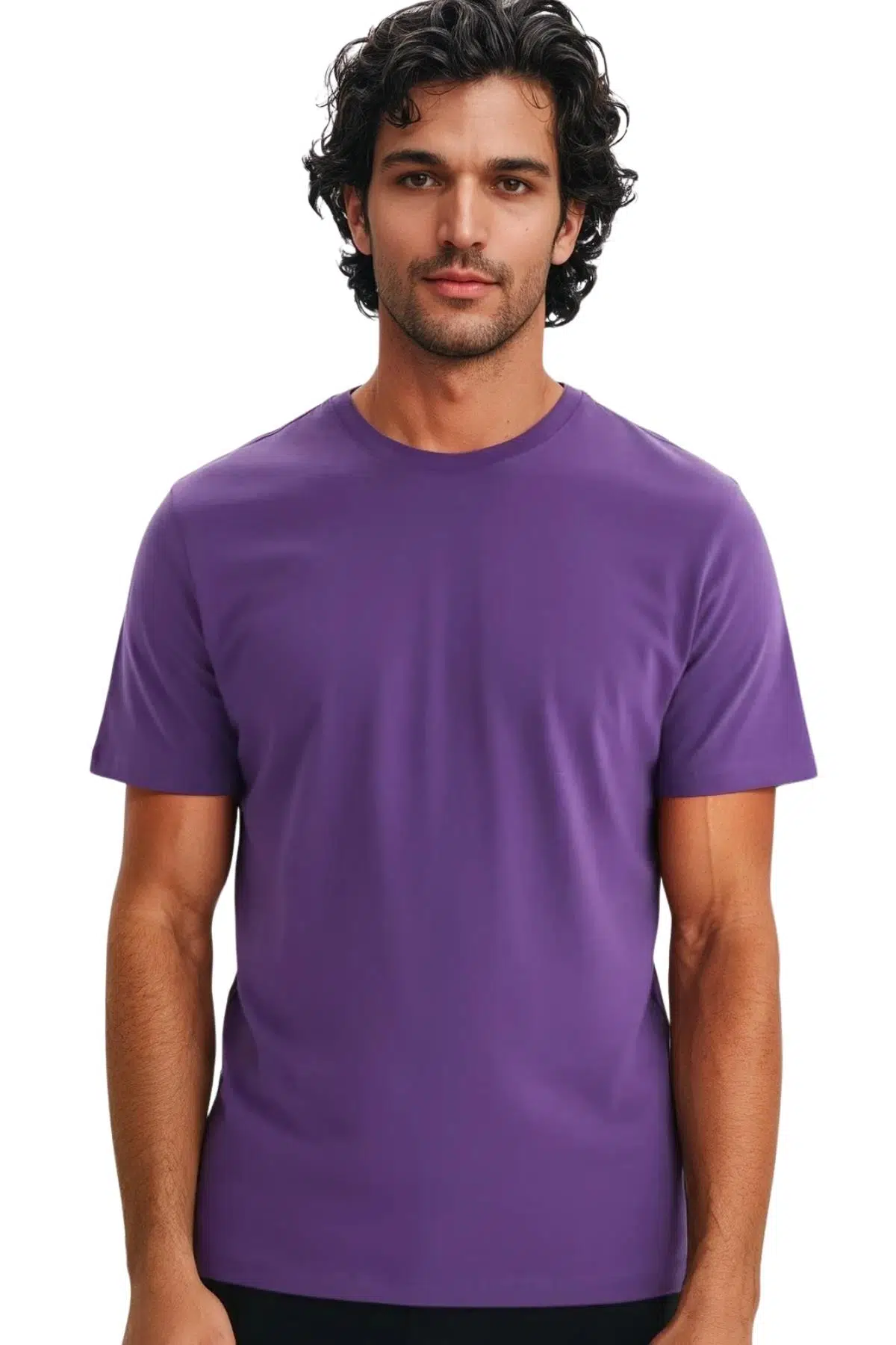 Ar-ma Erkek Bisiklet Yaka Tişört Regular Fit %100 Pamuk Süprem Basic Baskısız Y31344408002 - Mor-M2