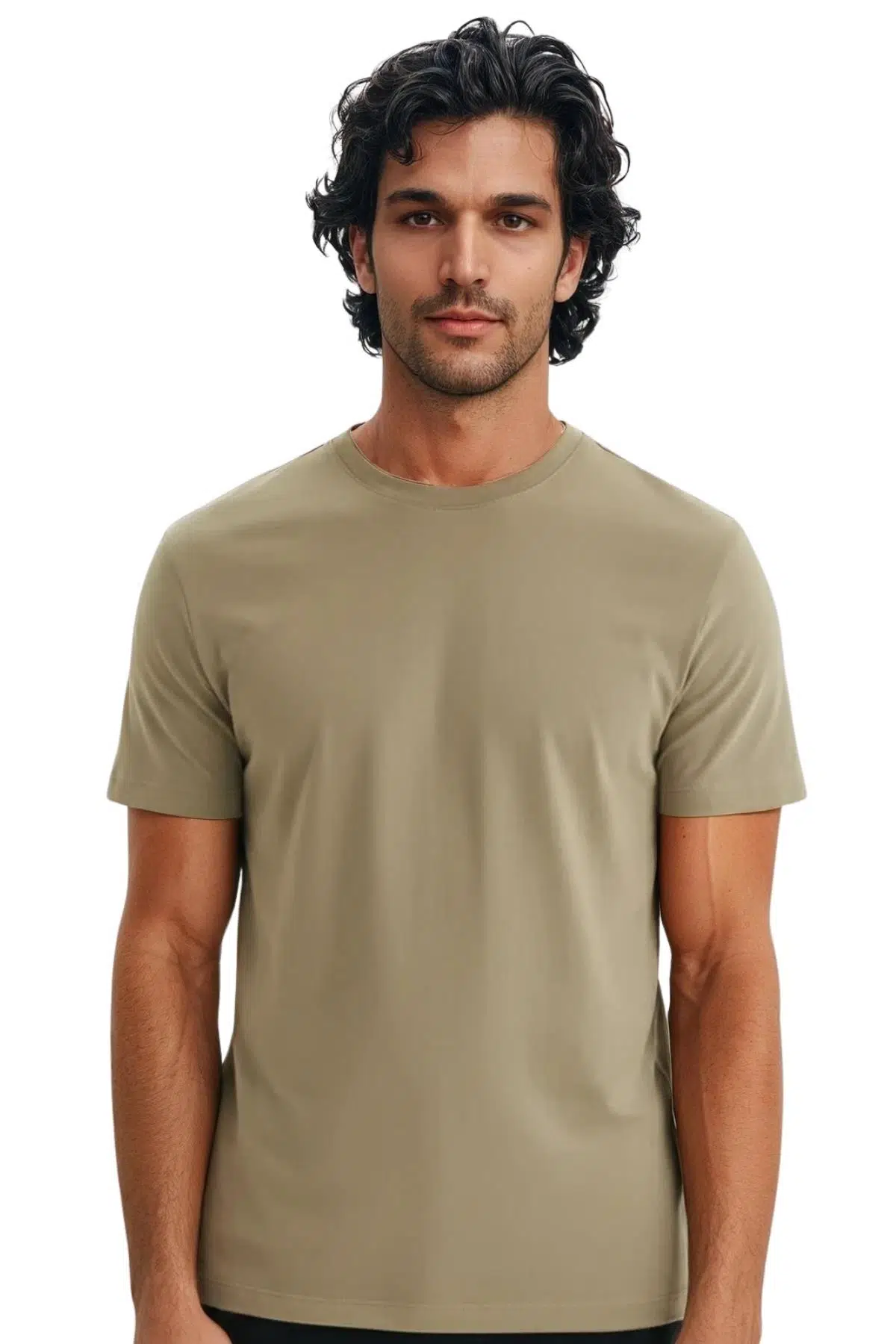 Ar-ma Erkek Bisiklet Yaka Tişört Regular Fit %100 Pamuk Süprem Basic Baskısız Y31344408002 - Gri-Bej G8