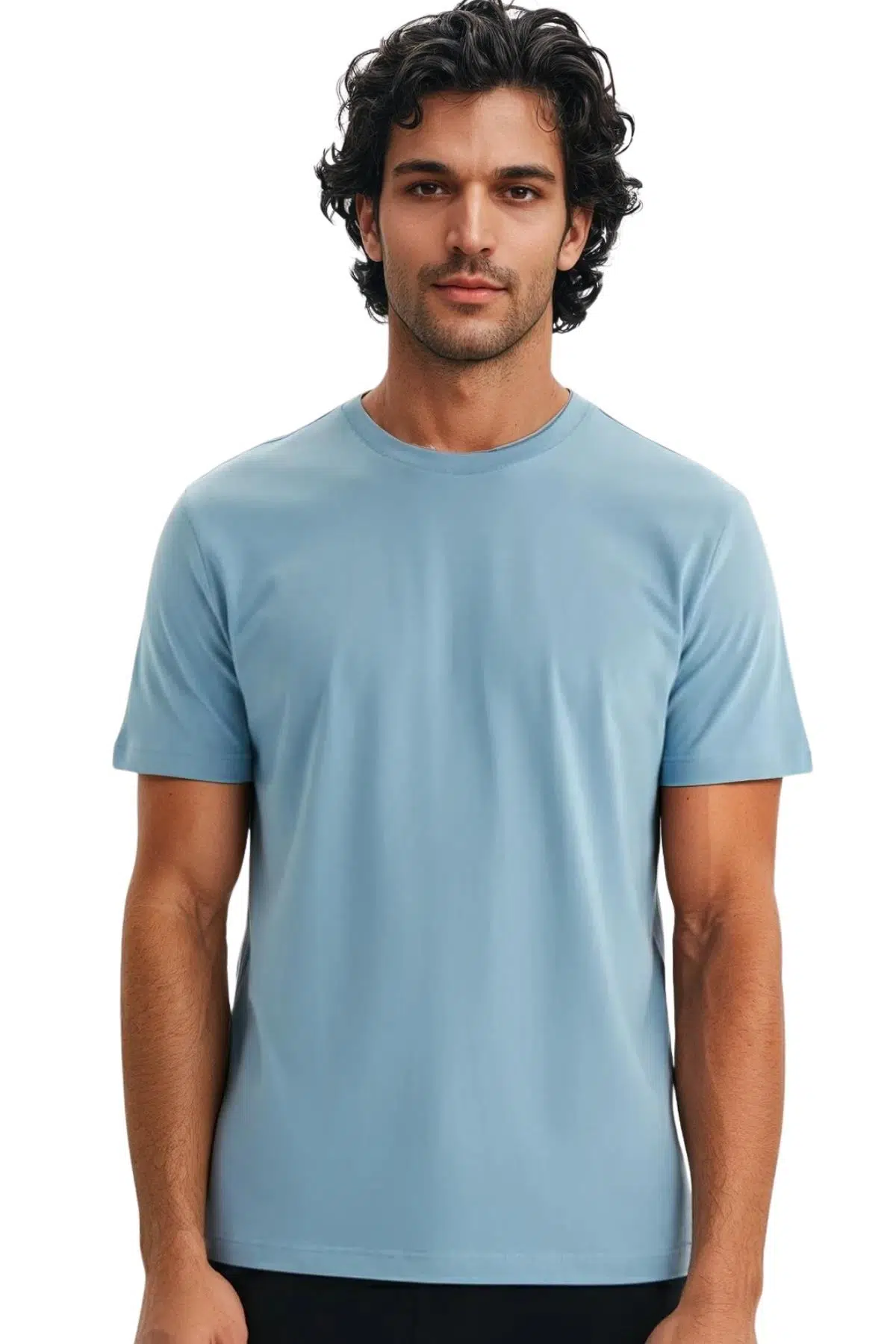 Ar-ma Erkek Bisiklet Yaka Tişört Regular Fit %100 Pamuk Süprem Basic Baskısız Y31344408002 - Mavi-M24