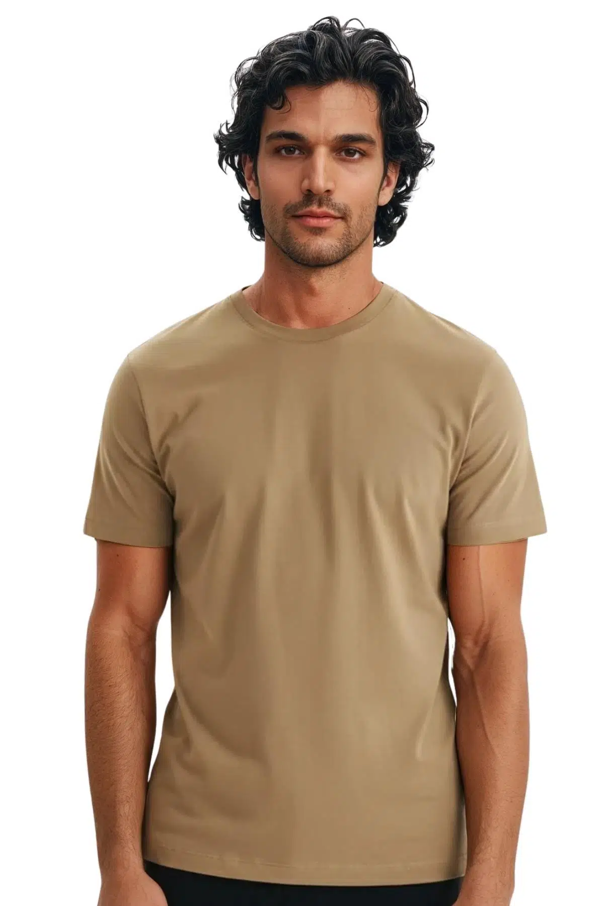Ar-ma Erkek Bisiklet Yaka Tişört Regular Fit %100 Pamuk Süprem Basic Baskısız Y31344408002 - Kahverengi-K3