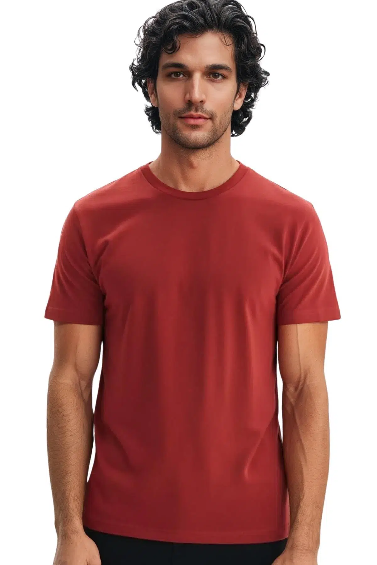 Ar-ma Erkek Bisiklet Yaka Tişört Regular Fit %100 Pamuk Süprem Basic Baskısız Y31344408002 - KOYU TUĞLA-KT1
