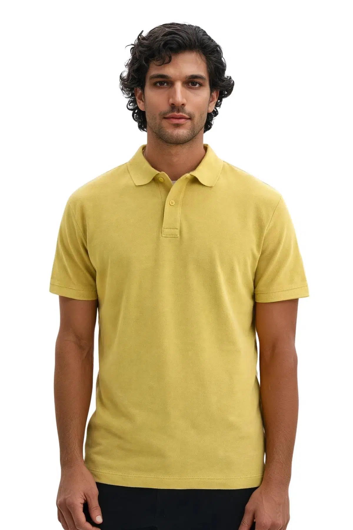 Ar-ma Erkek Polo Yaka Tişört Baskisiz Basic Regular Fit Çift Toplama Penye Pike Y29374354502 - Hardal Sarısı-H1