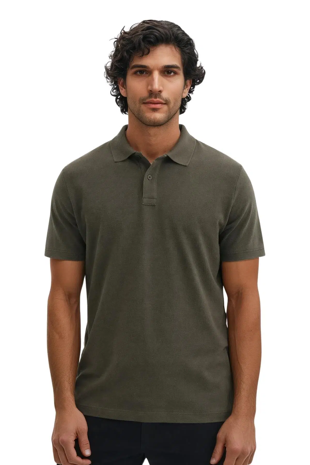 Ar-ma Erkek Polo Yaka Tişört Baskisiz Basic Regular Fit Çift Toplama Penye Pike Y29374354502 - Haki-H4