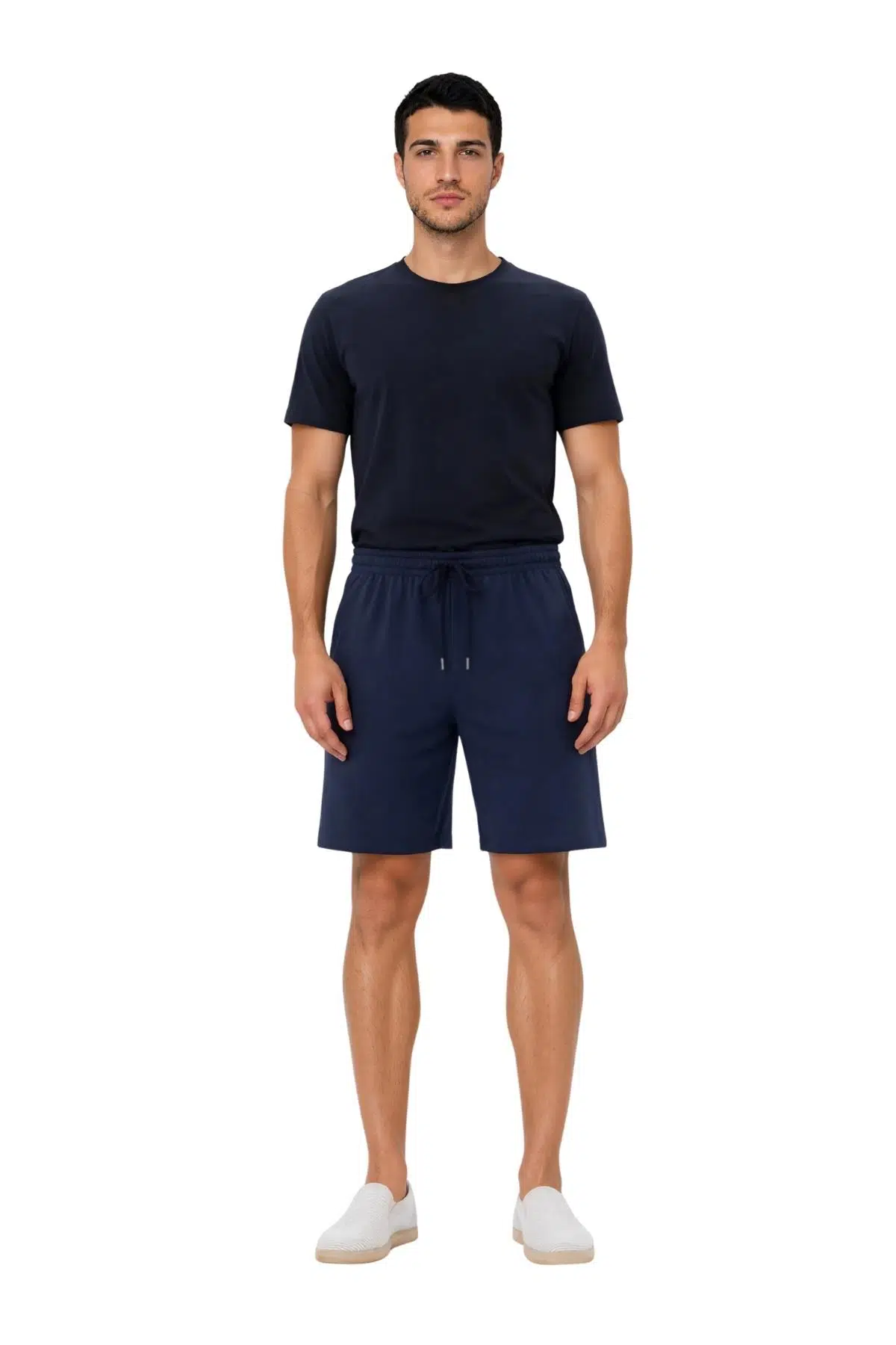 Ar-ma Erkek Şort Baskisiz Basic İp Kapamali Önden Normal 2 Cepli ,arka Normal Tek Cepli Şort Örme Kumaş Regular Fit %100 Pamuk 30/2 Süprem Y31504279802 - Lacivert-L1