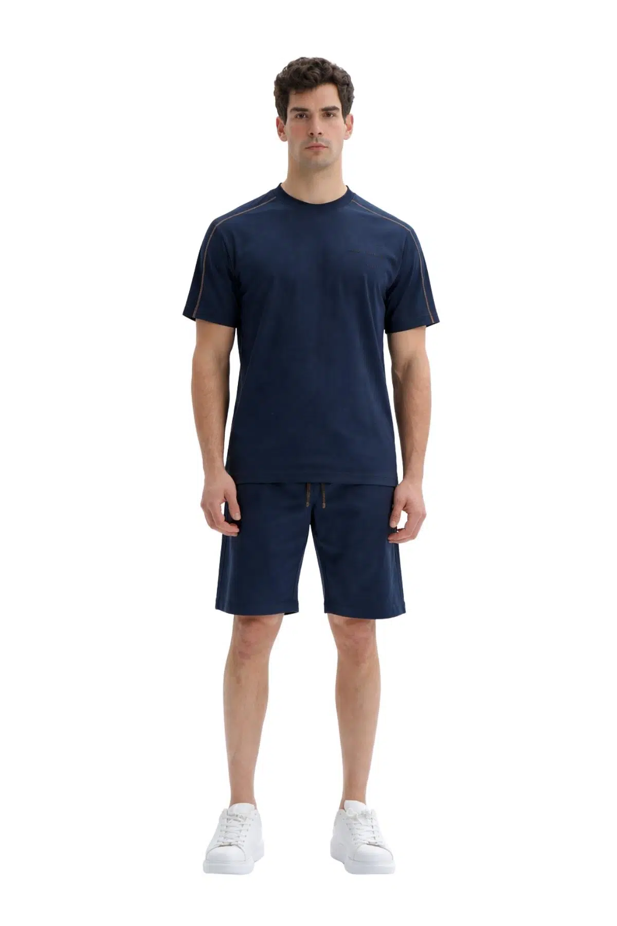 Ar-ma Erkek Şort Baskisiz Basic İp Kapamali Yandan 2 Cepli Fermuarli Arkadan Cepsiz Şort Örme Kumaş Regular Fit %100 Pamuk 30/2 Süprem Y31504279602 - Lacivert-L1