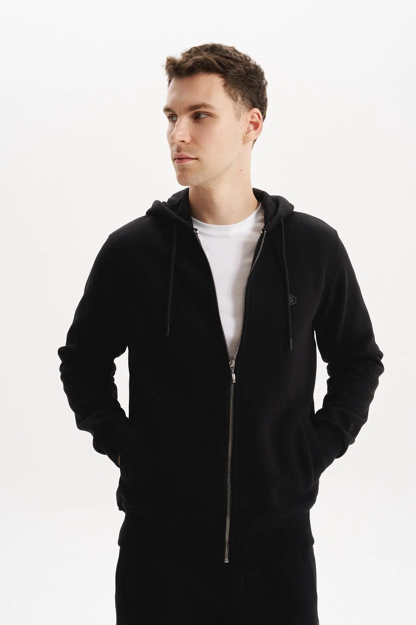 Ar-ma Erkek Tam Fermuar Sweatshirt Basic Baskisiz Kapşonlu Fleto Cepli Örme Kumaş Büyük Beden %70 Pamuk %30 Polyester 30/1 Şardonlu Üç İplik K30324801502 - Siyah-S1
