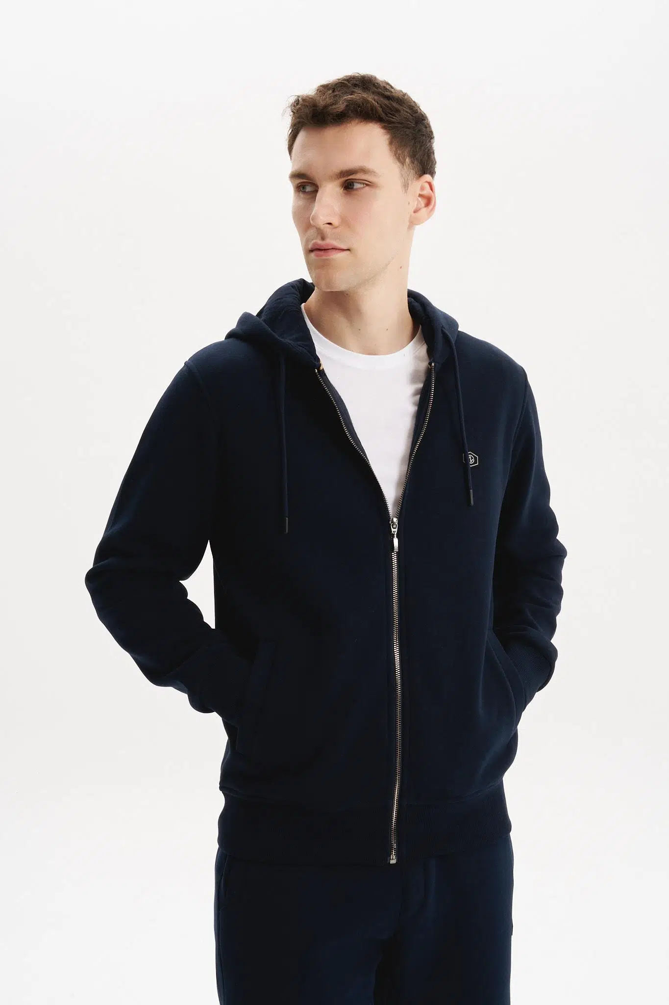 Ar-ma Erkek Tam Fermuar Sweatshirt Basic Baskisiz Kapşonlu Fleto Cepli Örme Kumaş Büyük Beden %70 Pamuk %30 Polyester 30/1 Şardonlu Üç İplik K30324801502 - Lacivert-L1