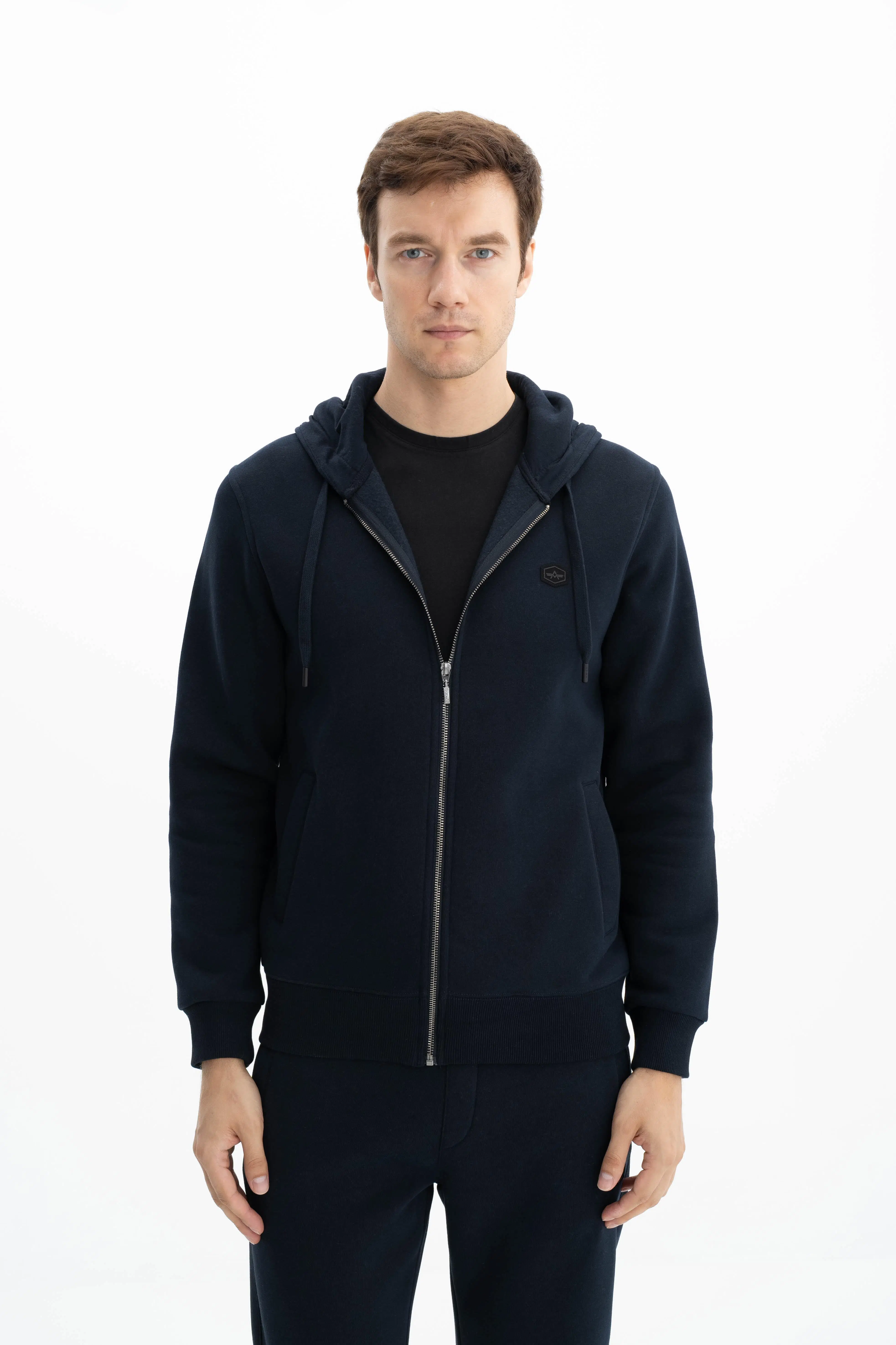 Ar-ma Erkek Tam Fermuar Sweatshirt Basic Baskisiz Kapşonlu Fleto Cepli Regular Fit Şardonlu Üç İplik K26324649801 - Lacivert-L1