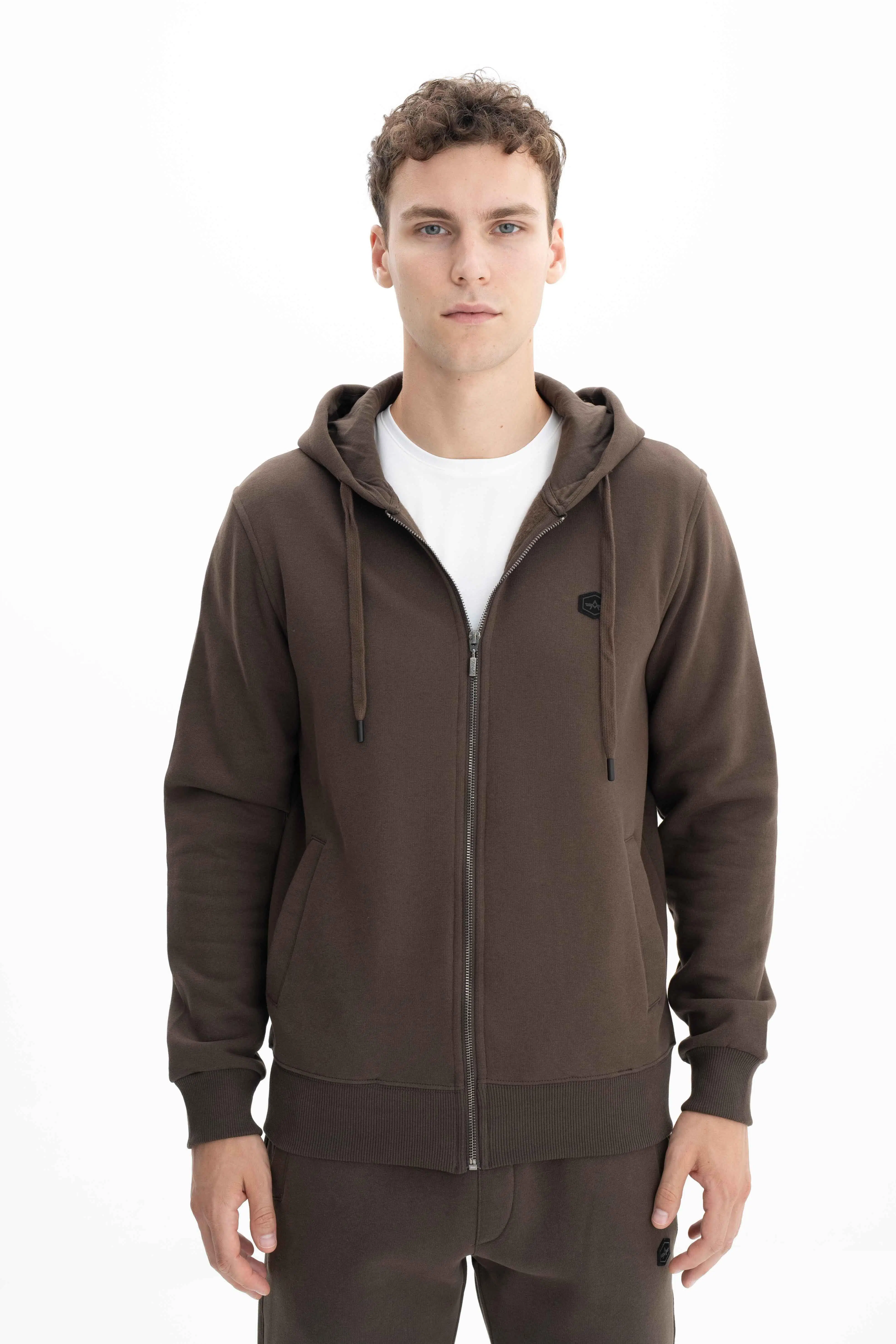 Ar-ma Erkek Tam Fermuar Sweatshirt Basic Baskisiz Kapşonlu Fleto Cepli Regular Fit Şardonlu Üç İplik K26324649801 - Kahverengi-K1
