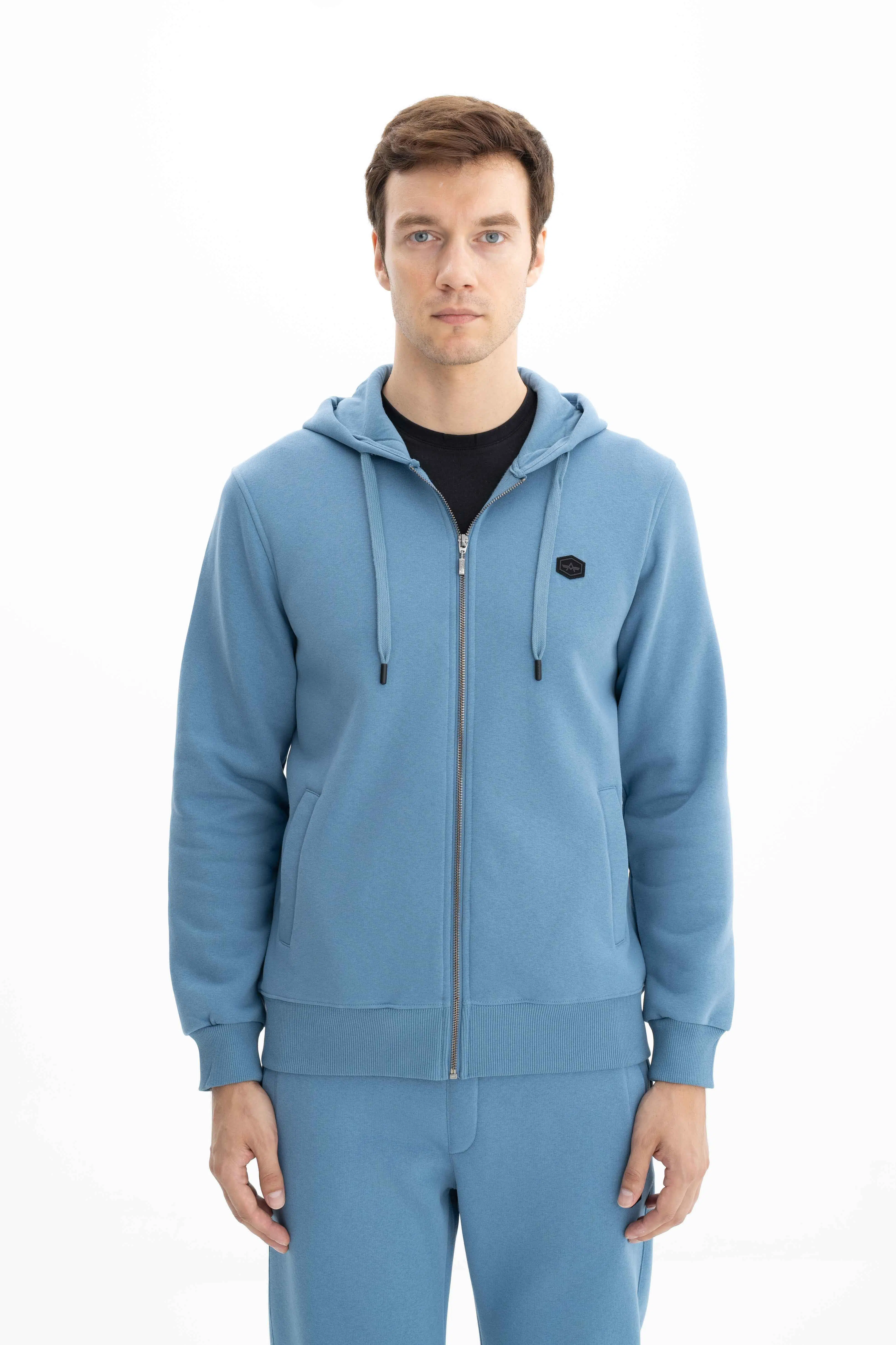 Ar-ma Erkek Tam Fermuar Sweatshirt Basic Baskisiz Kapşonlu Fleto Cepli Regular Fit Şardonlu Üç İplik K26324649801 - Mavi-M2