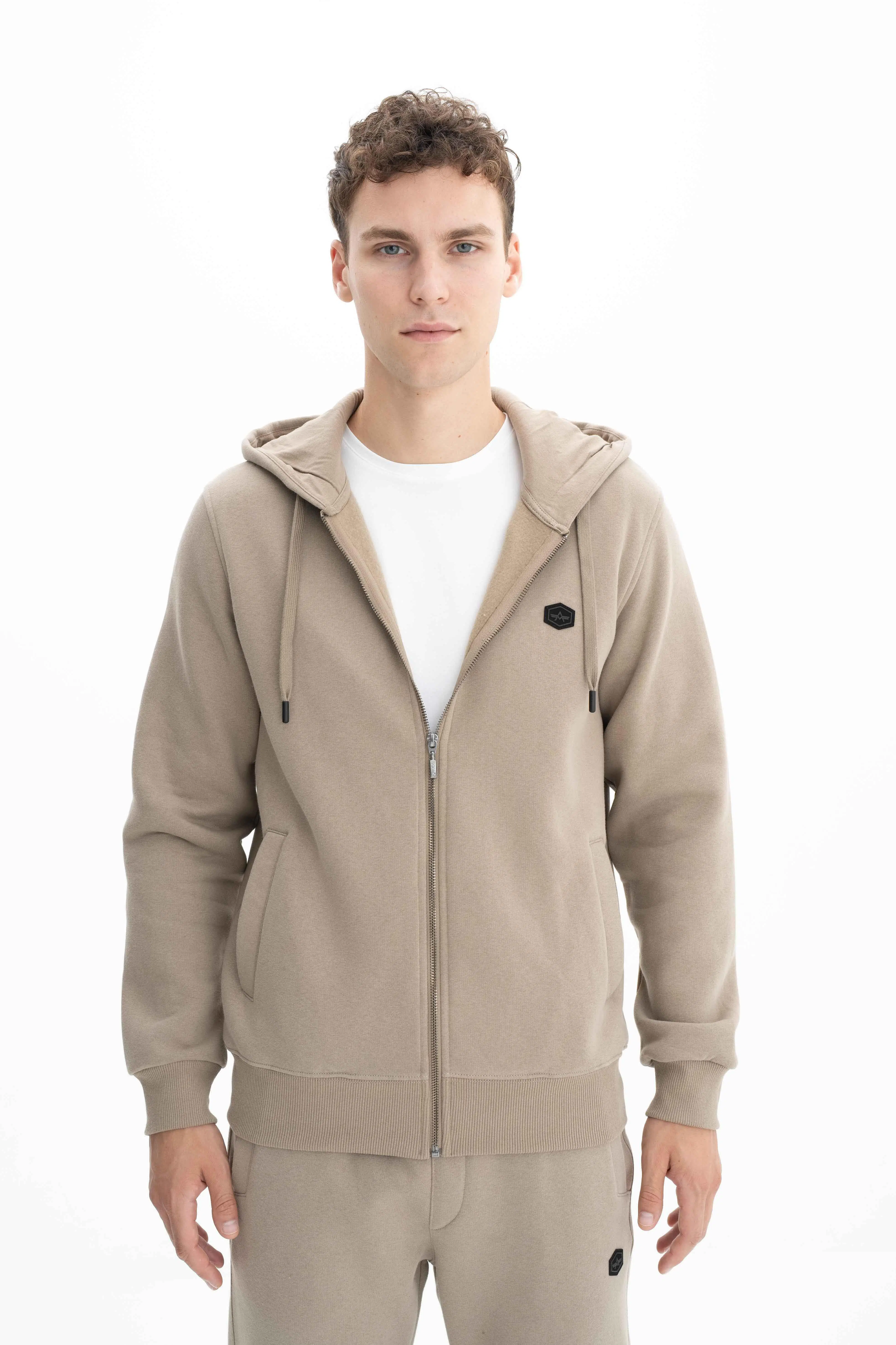 Ar-ma Erkek Tam Fermuar Sweatshirt Basic Baskisiz Kapşonlu Fleto Cepli Regular Fit Şardonlu Üç İplik K26324649801 - Gri-Bej G8