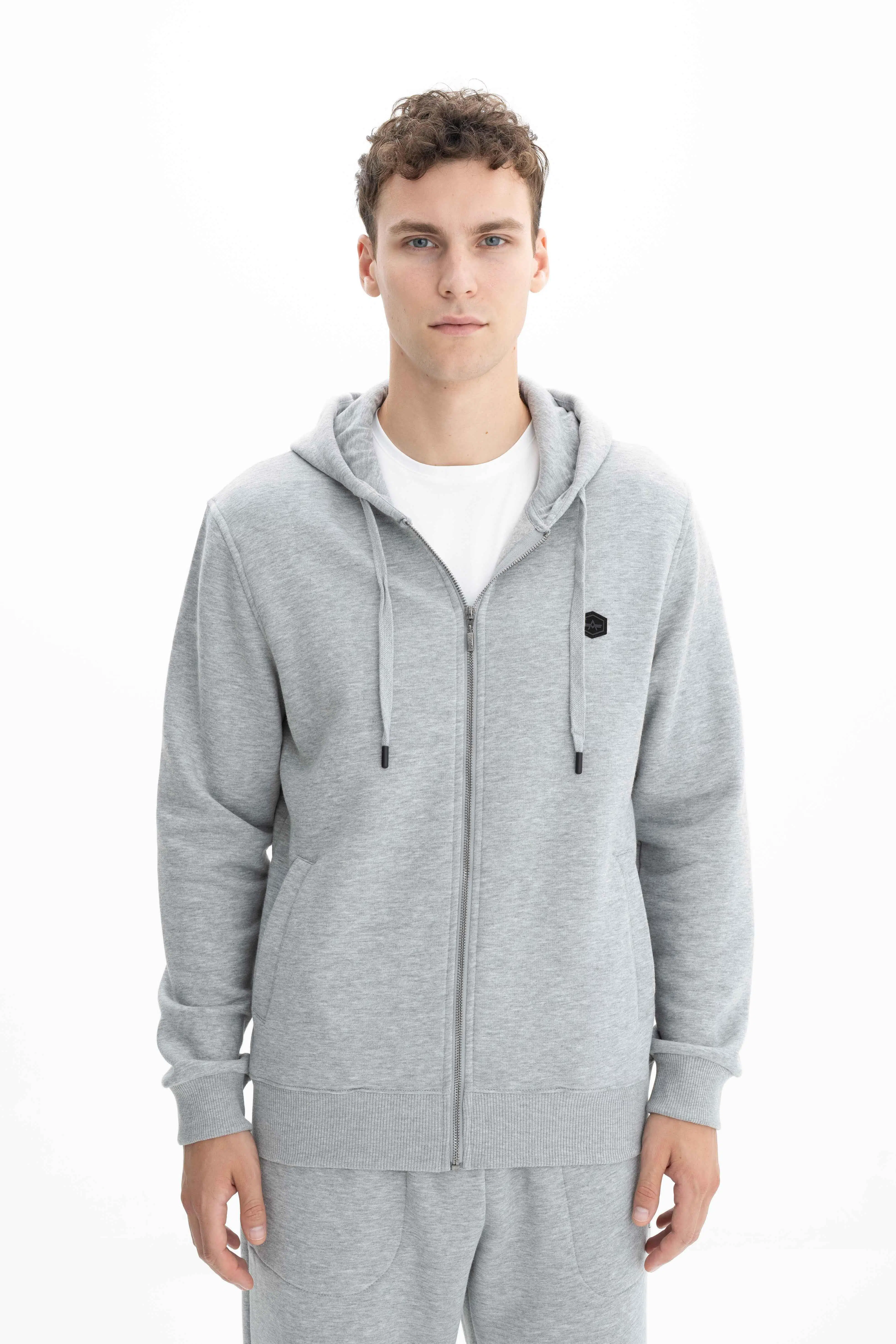 Ar-ma Erkek Tam Fermuar Sweatshirt Basic Baskisiz Kapşonlu Fleto Cepli Regular Fit Şardonlu Üç İplik K26324649801 - Gri-G10