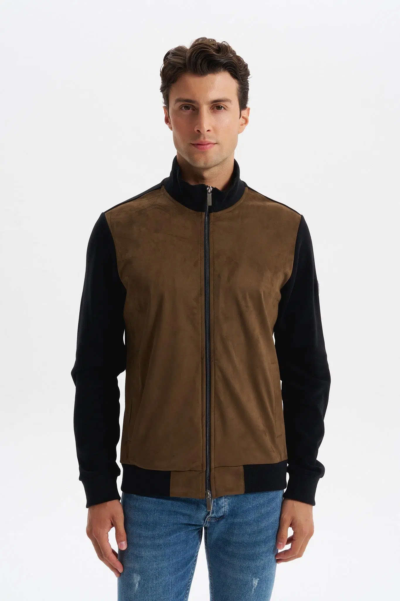 Ar-ma Erkek Tam Fermuar Sweatshirt Baskisiz Basic Fleto Cepli Dik Yaka Regular Fit Karbon Firçali Selanik K30324698502 - Siyah-S1