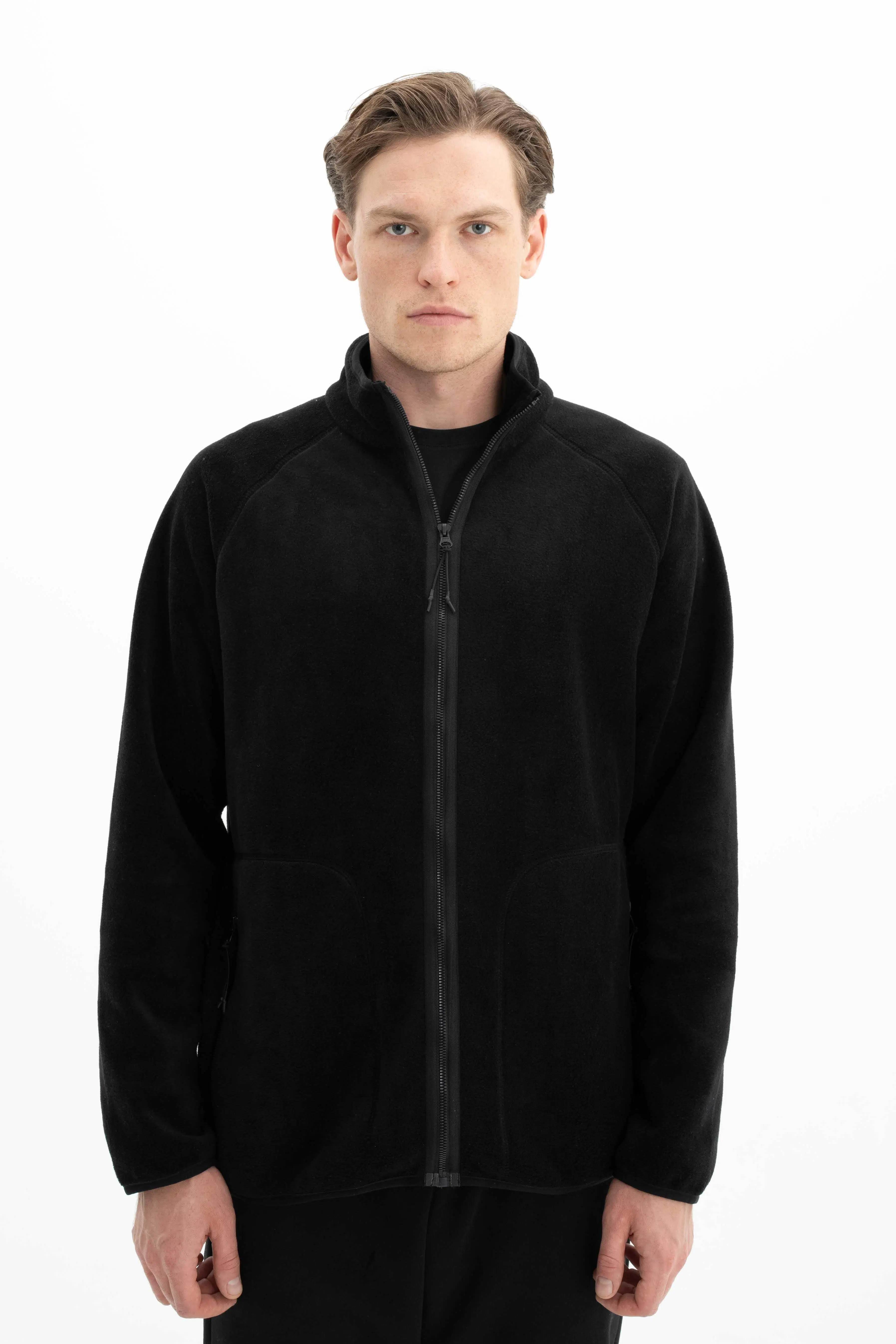 Ar-ma Erkek Tam Fermuar Sweatshirt Baskisiz Basic Fleto Fermuar Cepli Dik Yaka Regular Fit Softech Polar K26324674601 - Siyah-S1