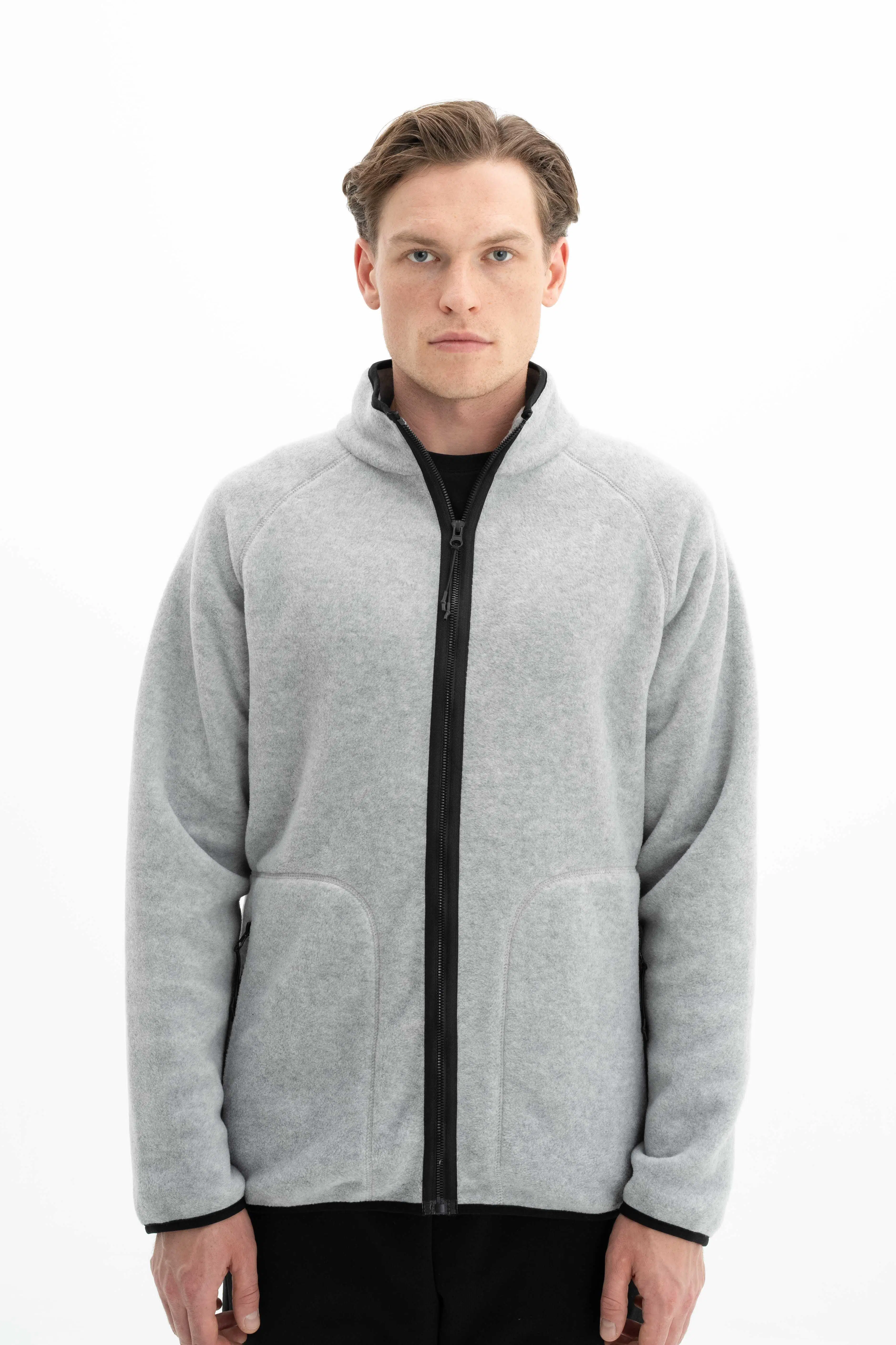 Ar-ma Erkek Tam Fermuar Sweatshirt Baskisiz Basic Fleto Fermuar Cepli Dik Yaka Regular Fit Softech Polar K26324674601 - Gri-G10