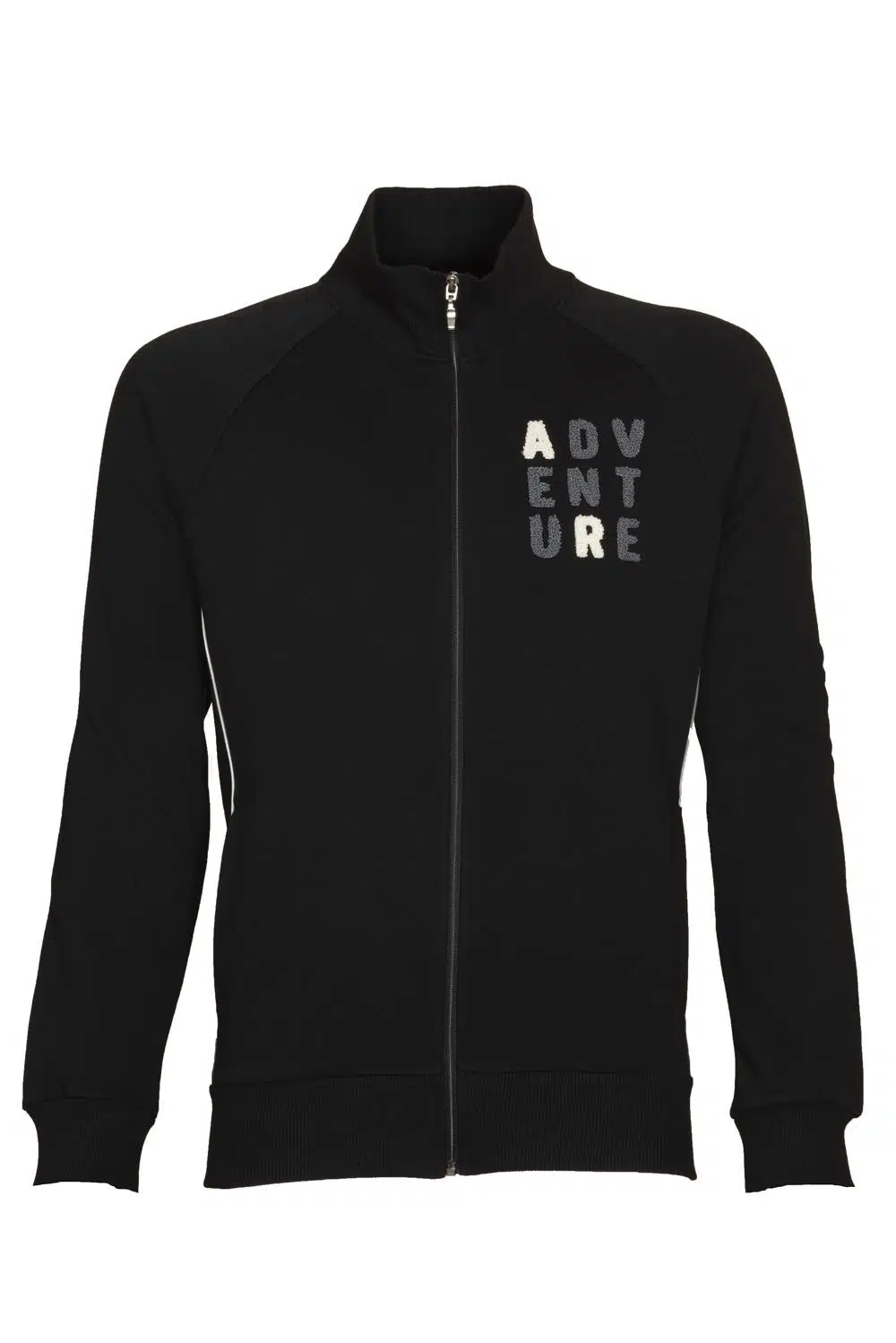 Ar-ma Erkek Tam Fermuar Sweatshirt Yazi Baskili Fleto Cepli Dik Yaka Regular Fit Diagonal Üç İplik K21324921801 - Siyah-S1
