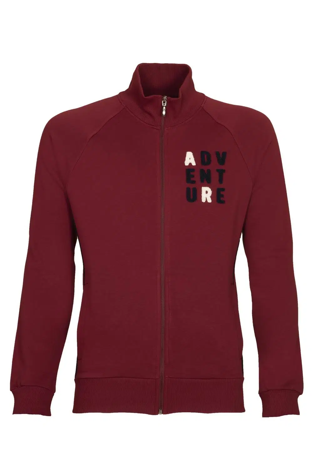Ar-ma Erkek Tam Fermuar Sweatshirt Yazi Baskili Fleto Cepli Dik Yaka Regular Fit Diagonal Üç İplik K21324921801 - Kırmızı-K1