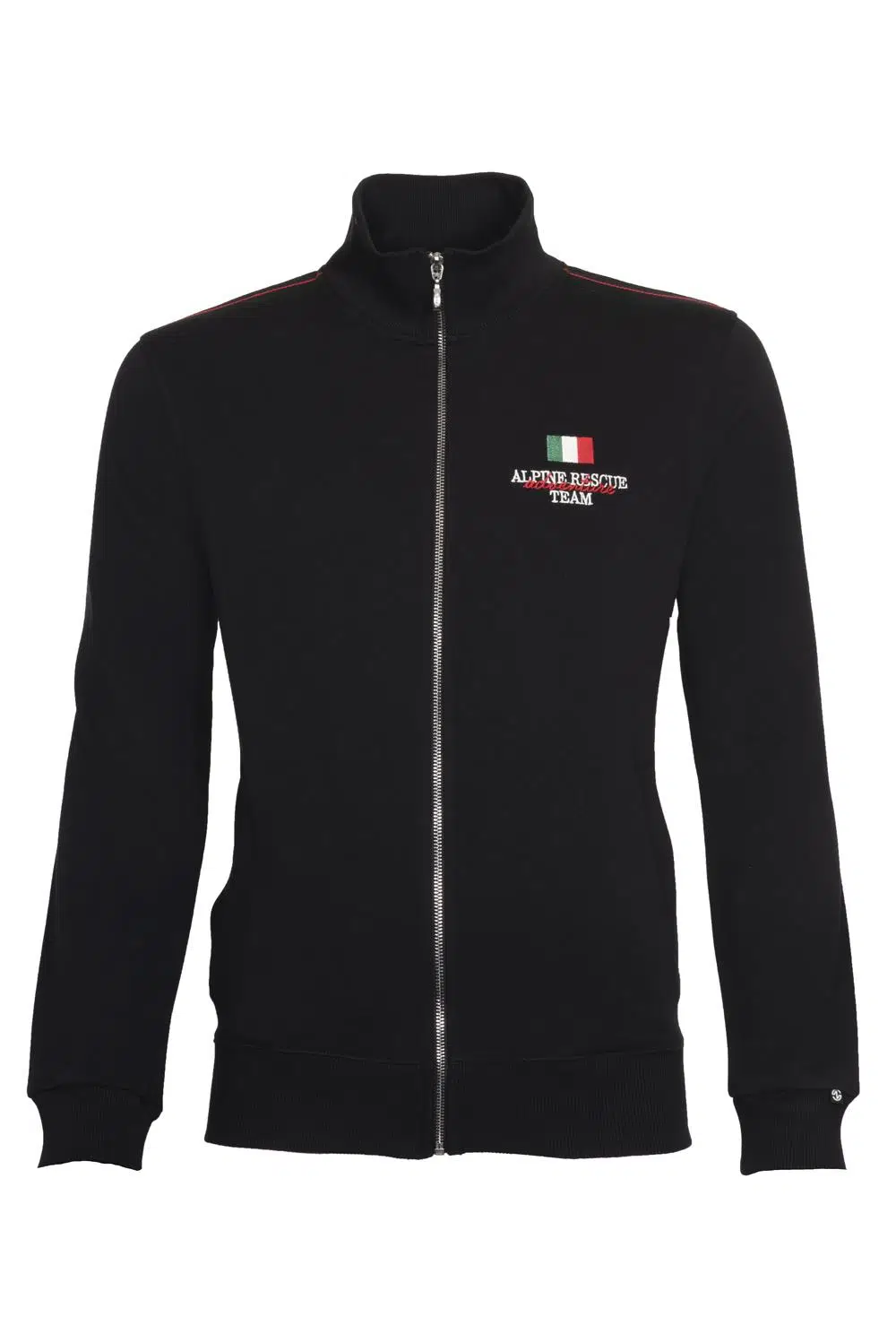 Ar-ma Erkek Tam Fermuar Sweatshirt Yazi Baskili Fleto Cepli Dik Yaka Regular Fit Diagonal Üç İplik K21324922701 - Siyah-S1
