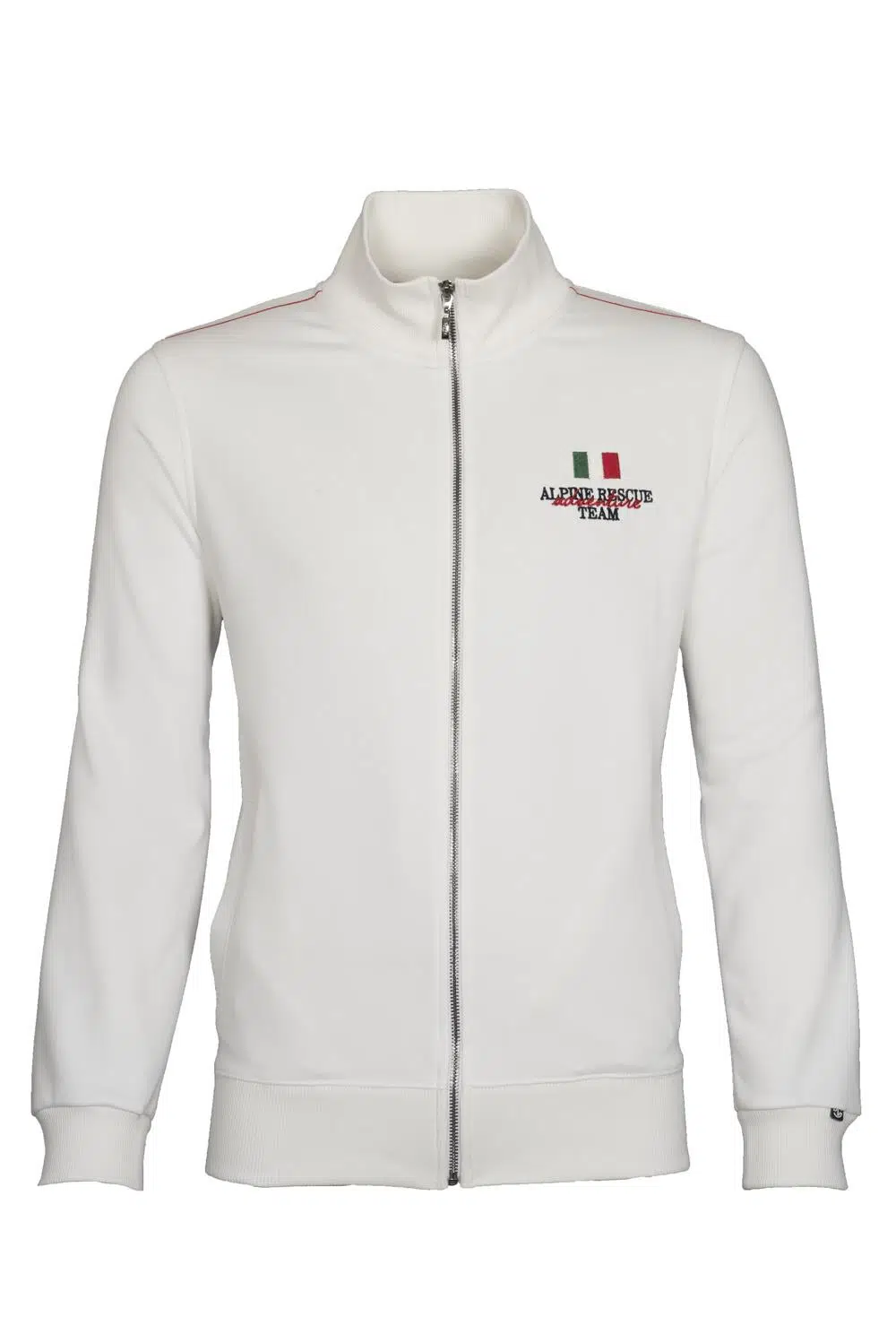 Ar-ma Erkek Tam Fermuar Sweatshirt Yazi Baskili Fleto Cepli Dik Yaka Regular Fit Diagonal Üç İplik K21324922701 - Ekru-E1
