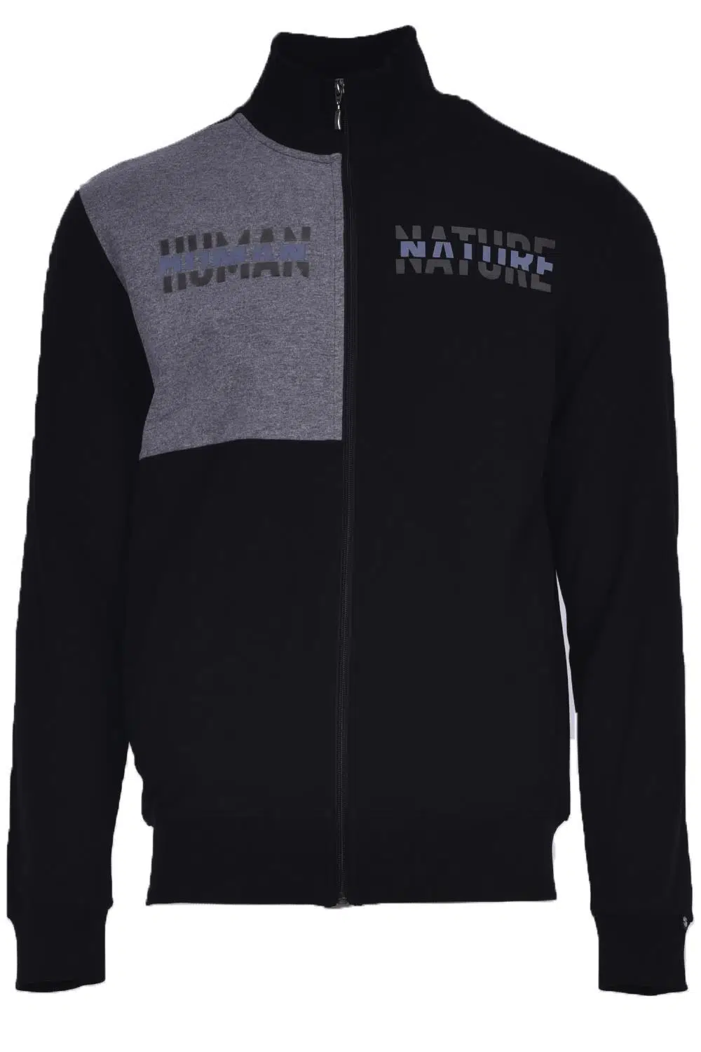 Ar-ma Erkek Tam Fermuar Sweatshirt Yazi Baskili Fleto Cepli Dik Yaka Regular Fit Karbon Firçali Licrali 2 İplik K22324993301 - Siyah-S1