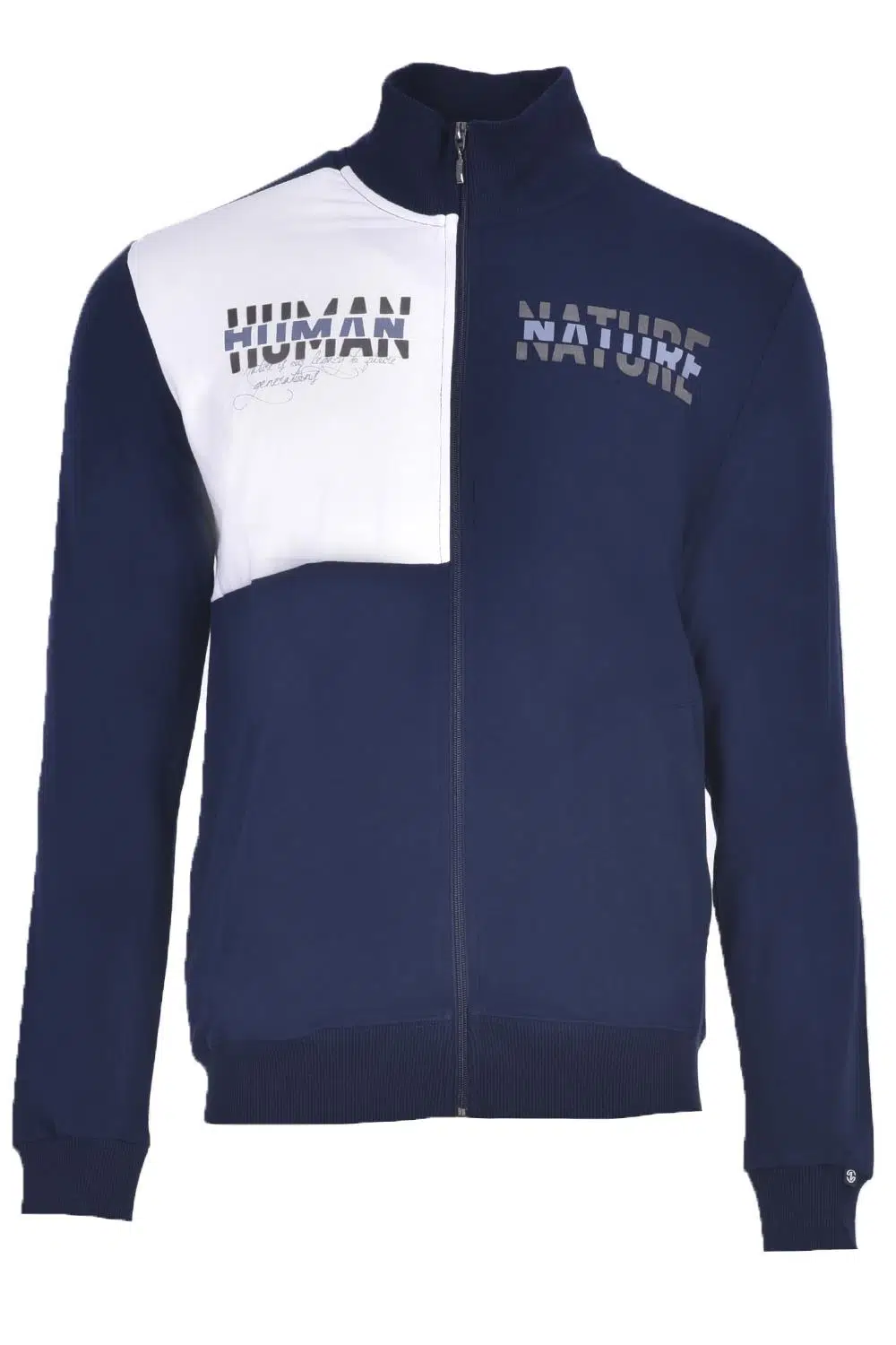 Ar-ma Erkek Tam Fermuar Sweatshirt Yazi Baskili Fleto Cepli Dik Yaka Regular Fit Karbon Firçali Licrali 2 İplik K22324993301 - Lacivert-L1