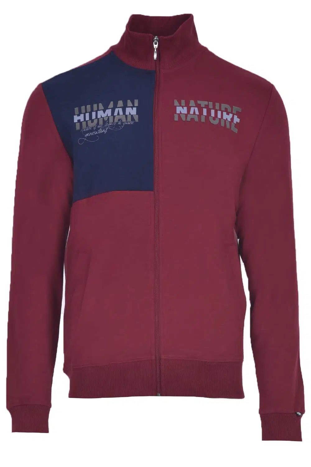 Ar-ma Erkek Tam Fermuar Sweatshirt Yazi Baskili Fleto Cepli Dik Yaka Regular Fit Karbon Firçali Licrali 2 İplik K22324993301 - Kırmızı-K1