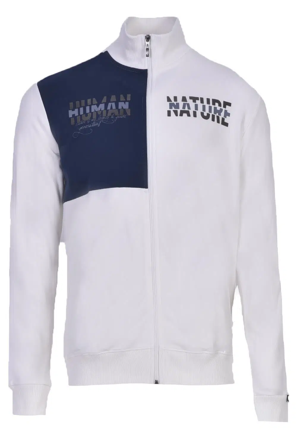 Ar-ma Erkek Tam Fermuar Sweatshirt Yazi Baskili Fleto Cepli Dik Yaka Regular Fit Karbon Firçali Licrali 2 İplik K22324993301 - Ekru-E1