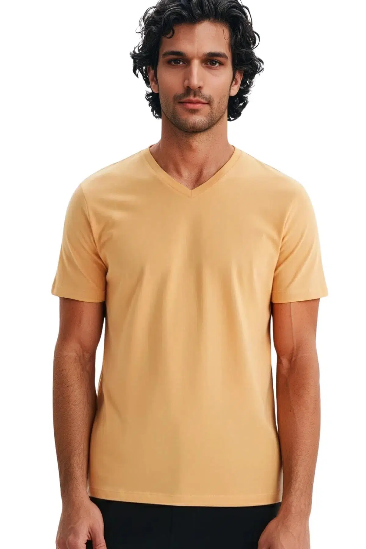 Ar-ma Erkek V Yaka Tişört Baskisiz Basic Örme Kumaş Regular Fit %100 Pamuk 30/1 Penye Süprem Y31364408102 - Pembe-P1