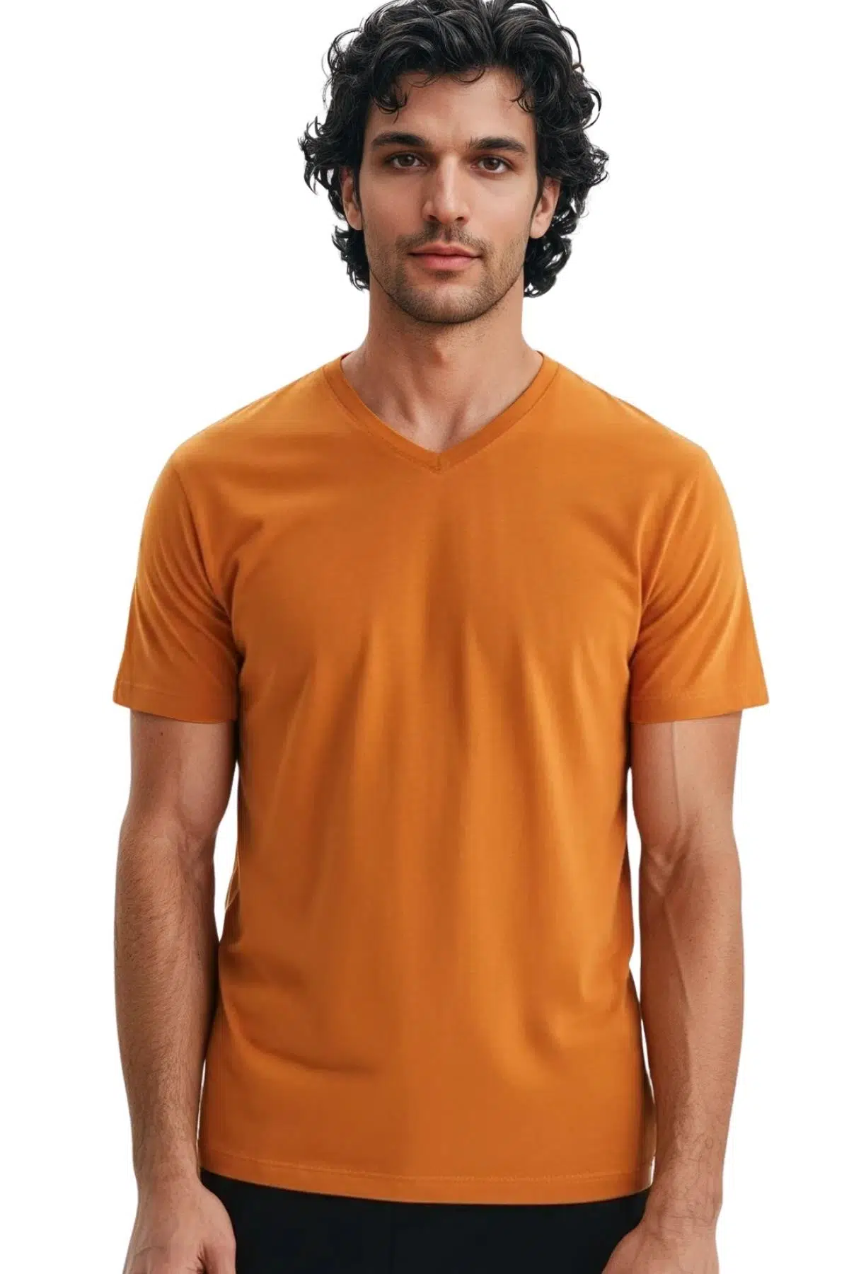 Ar-ma Erkek V Yaka Tişört Baskisiz Basic Örme Kumaş Regular Fit %100 Pamuk 30/1 Penye Süprem Y31364408102 - Pembe-P4