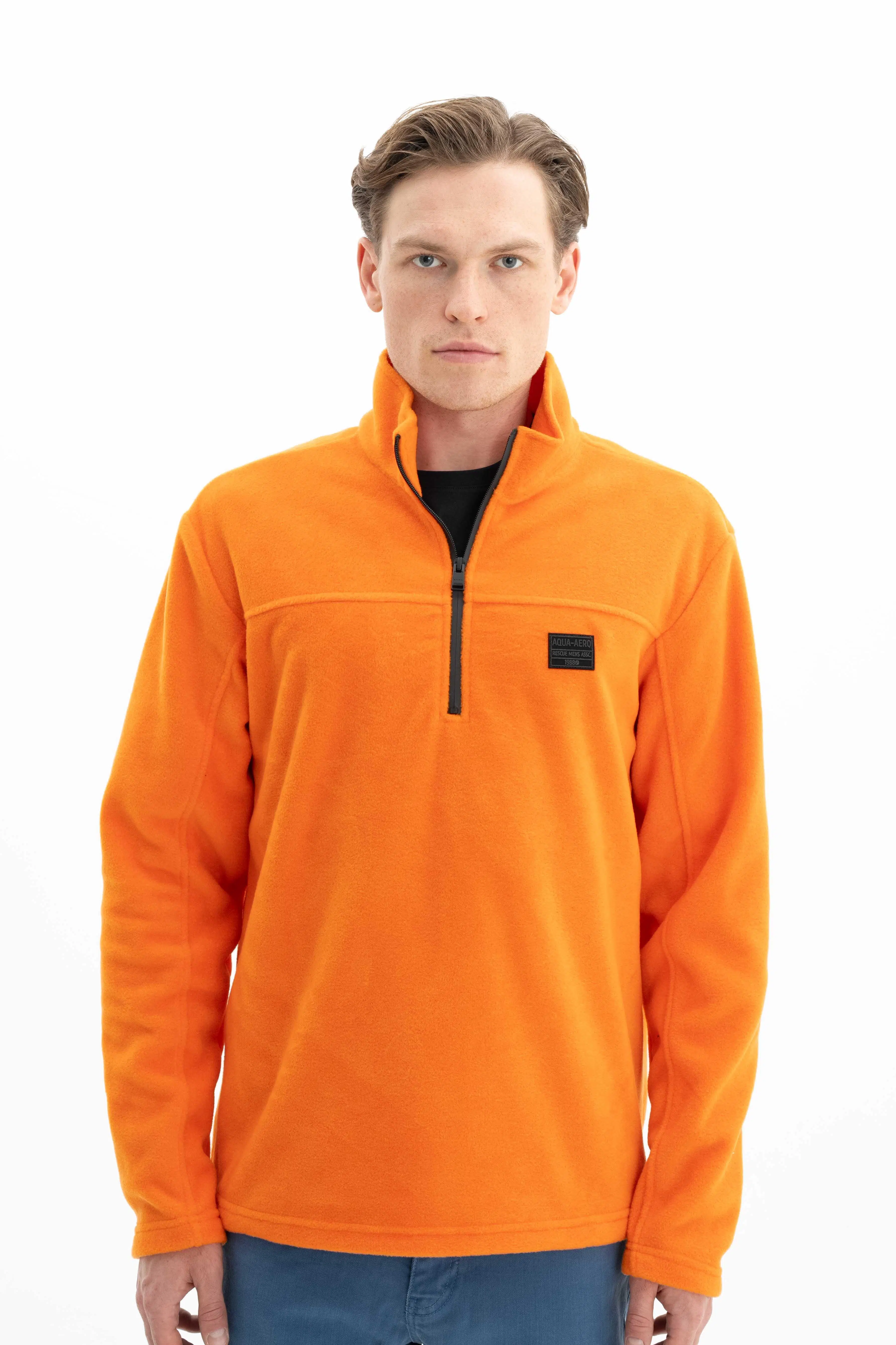 Ar-ma Erkek Yarim Fermuar Sweatshirt Basic Baskisiz Cepsiz Örme Kumaş Regular Fit %100 Polyester Softech Polar K26404674701 - Turuncu-T1