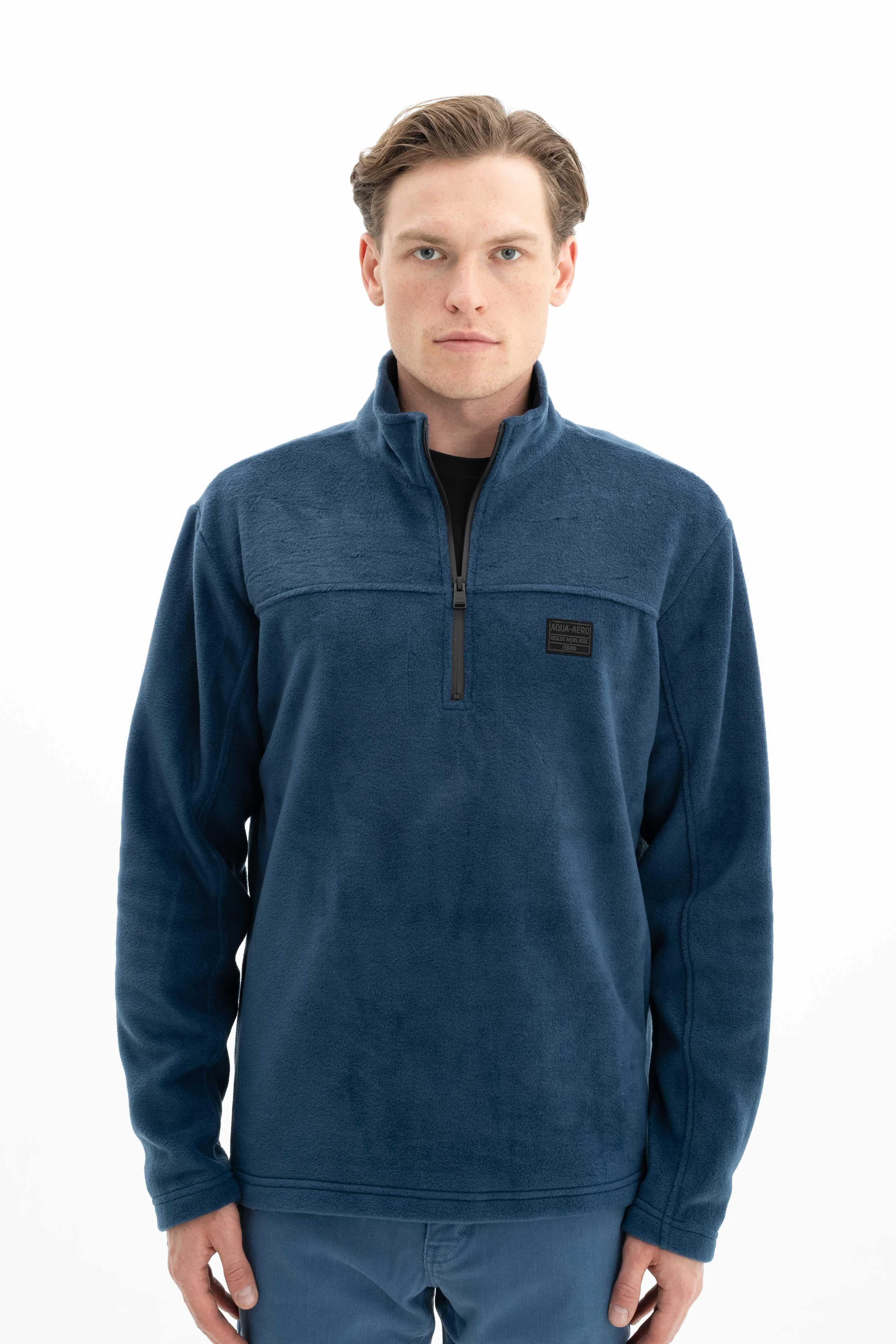 Ar-ma Erkek Yarim Fermuar Sweatshirt Basic Baskisiz Cepsiz Örme Kumaş Regular Fit %100 Polyester Softech Polar K26404674701 - İndigo-İ1